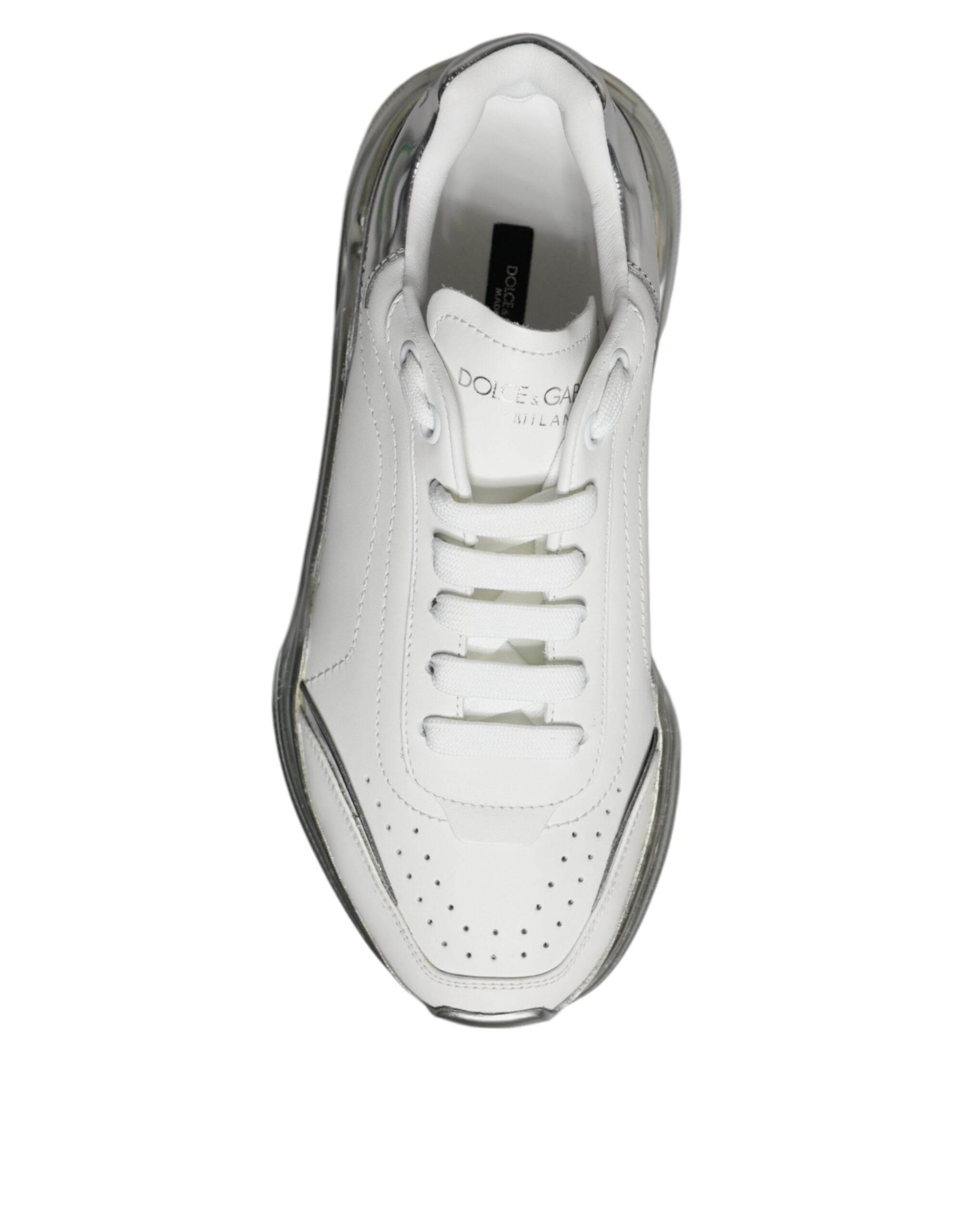Dolce & Gabbana Silver White Daymaster Low Top Sneakers Shoes - Hilstor