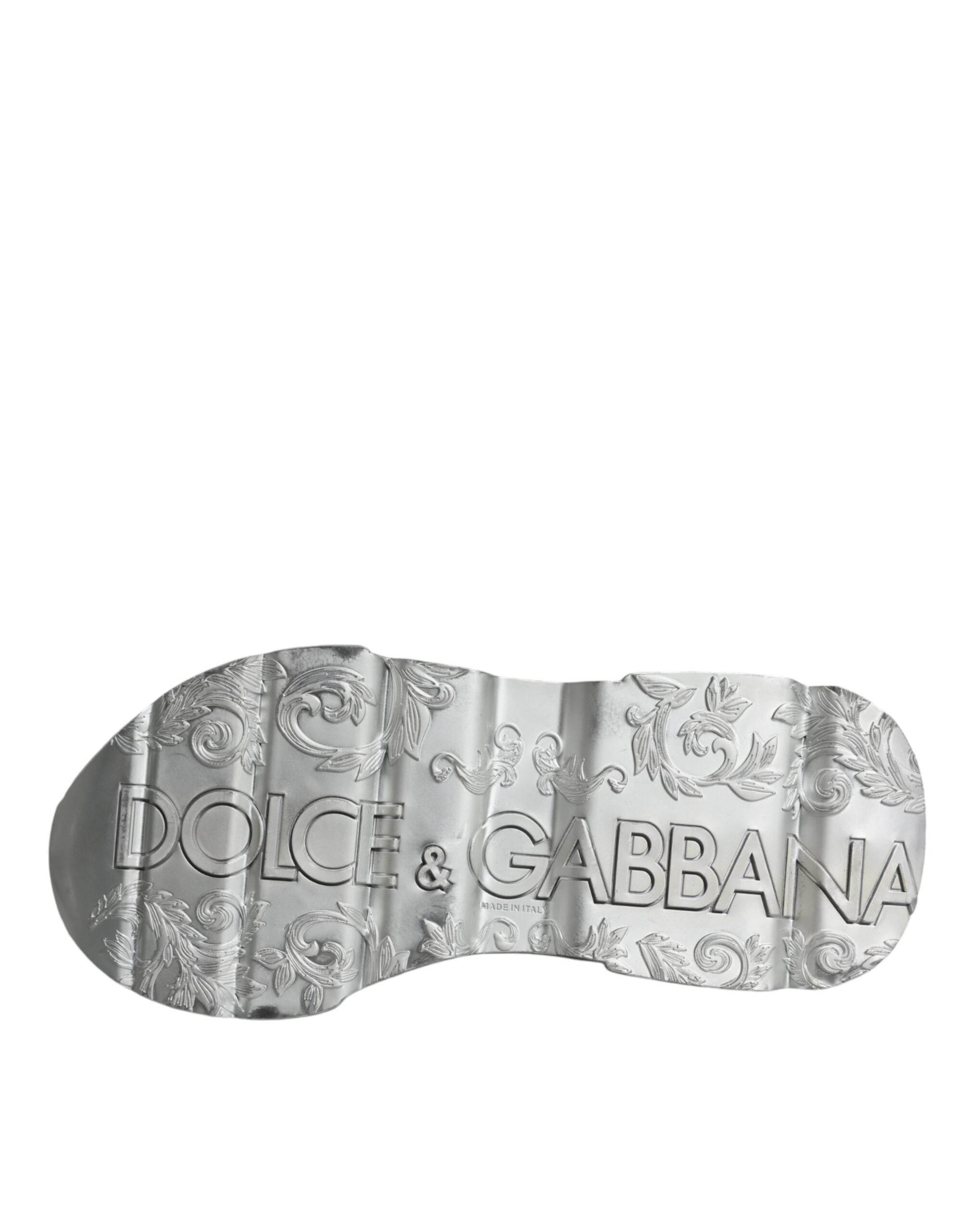 Dolce & Gabbana Silver White Daymaster Low Top Sneakers Shoes - Hilstor