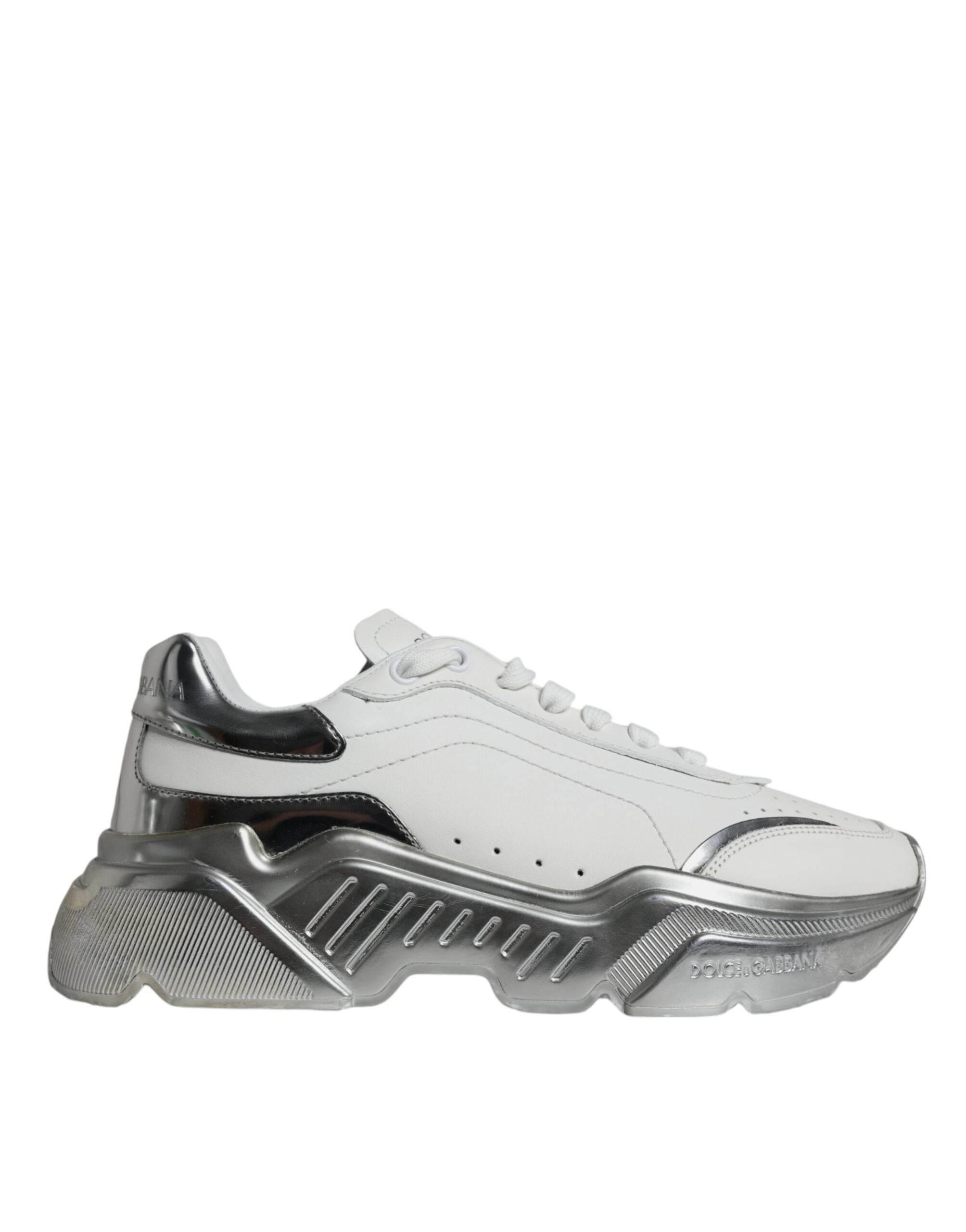 Dolce & Gabbana Silver White Daymaster Low Top Sneakers Shoes - Hilstor
