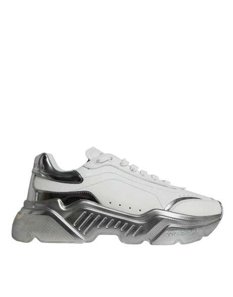 Dolce & Gabbana Silver White Daymaster Low Top Sneakers Shoes - Hilstor