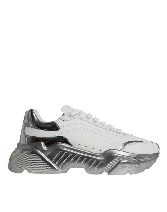 Dolce & Gabbana Silver White Daymaster Low Top Sneakers Shoes - Hilstor
