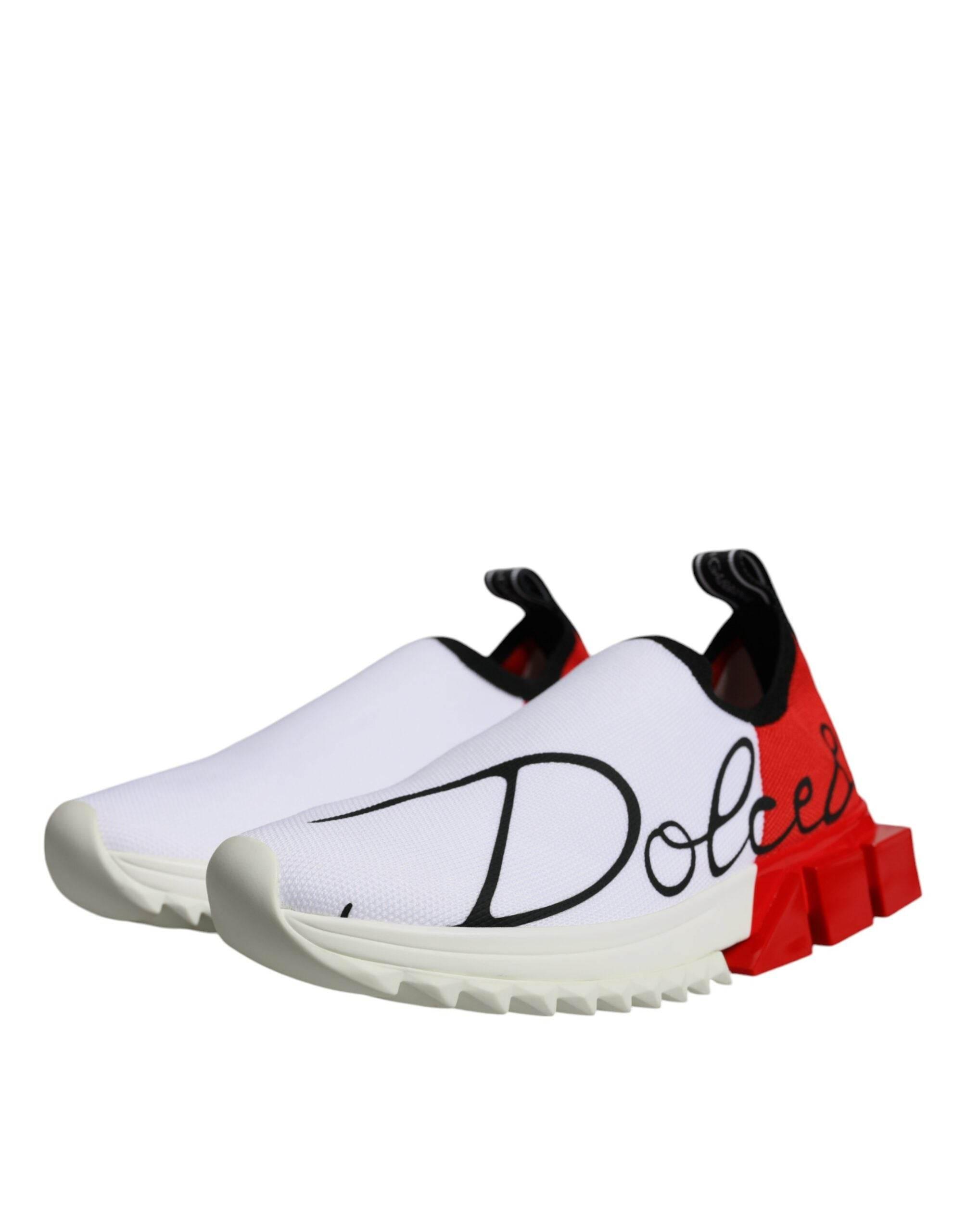 Dolce & Gabbana White Red Low Top Sorrento Men Sneakers Shoes - Hilstor