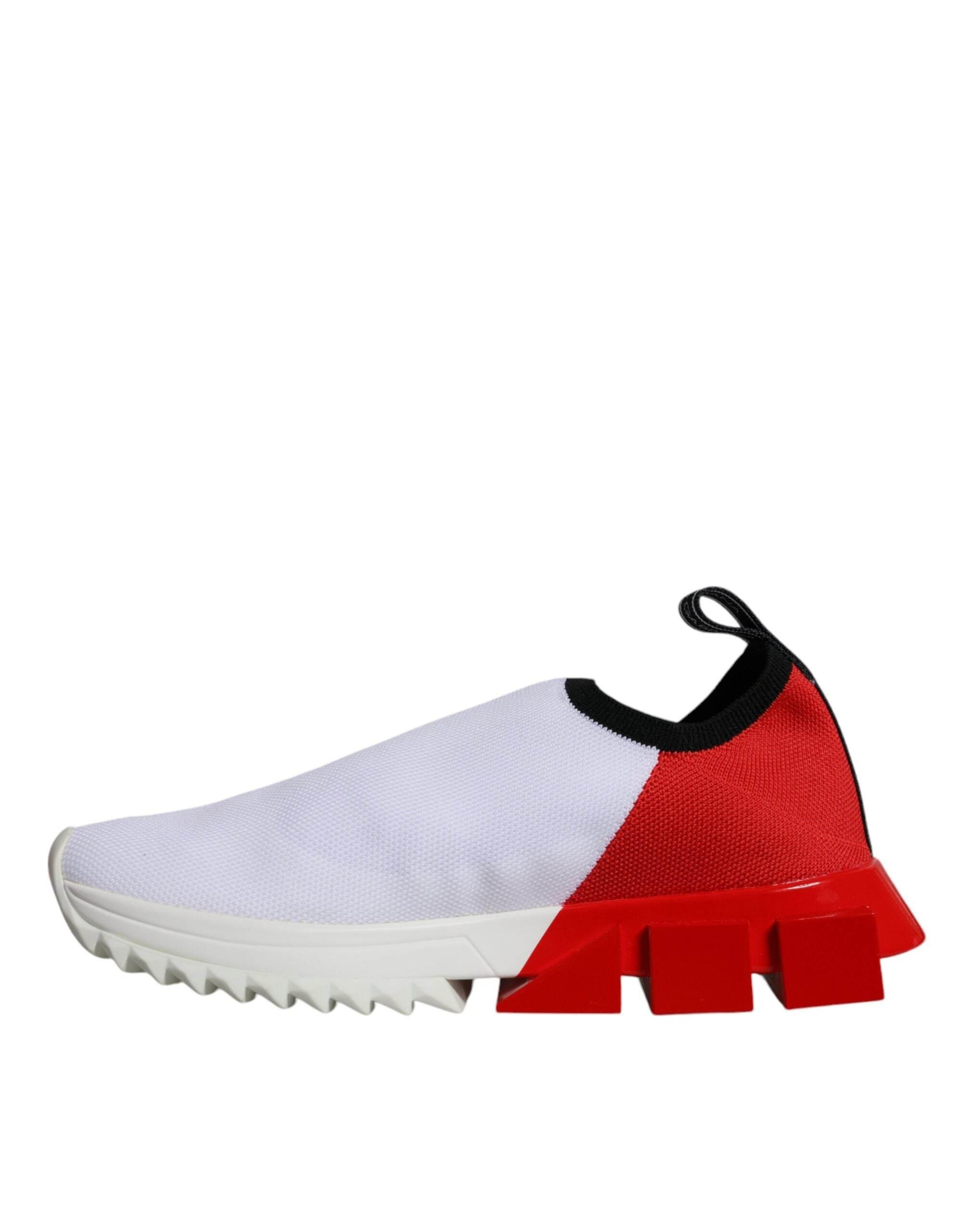 Dolce & Gabbana White Red Low Top Sorrento Men Sneakers Shoes - Hilstor