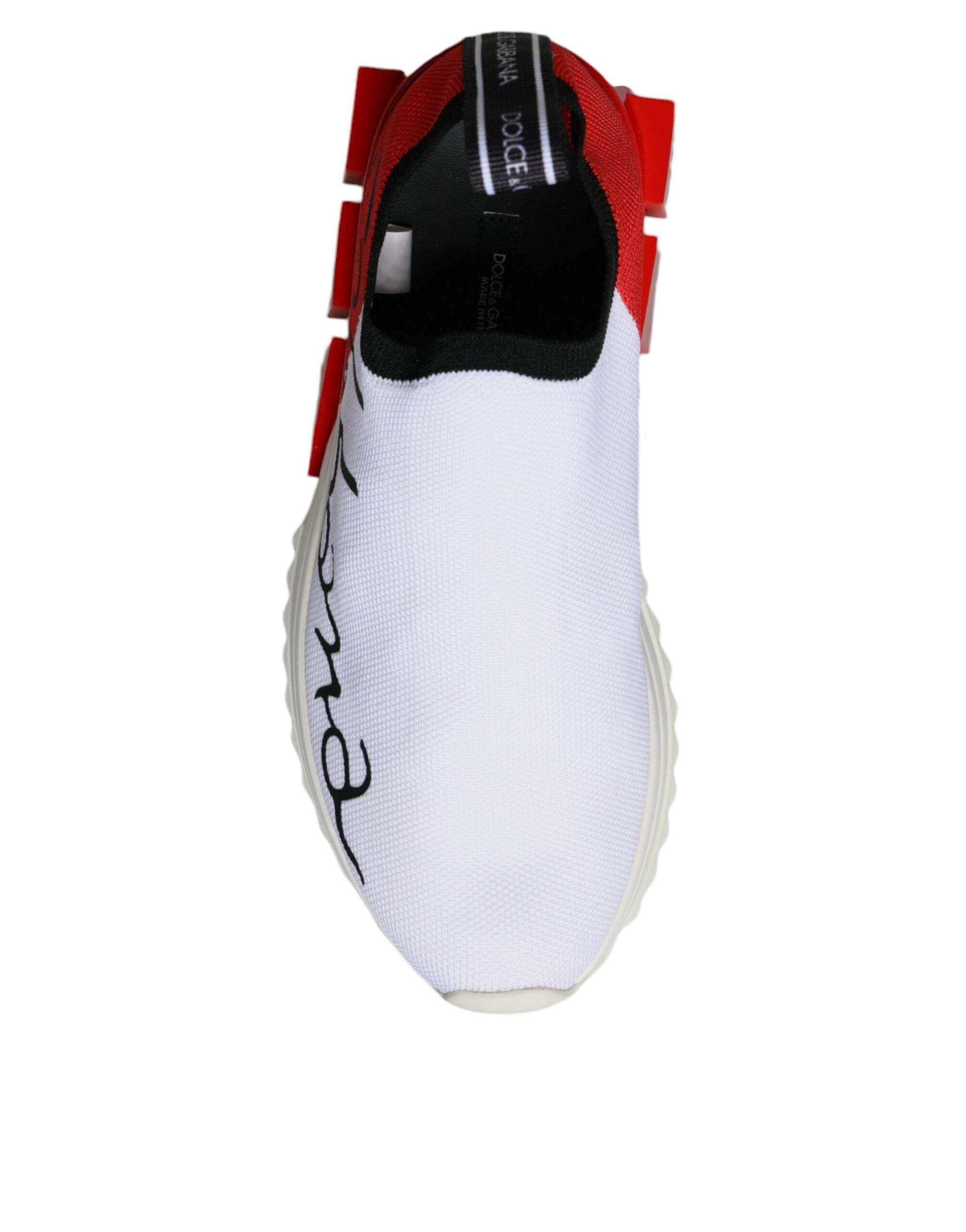 Dolce & Gabbana White Red Low Top Sorrento Men Sneakers Shoes - Hilstor