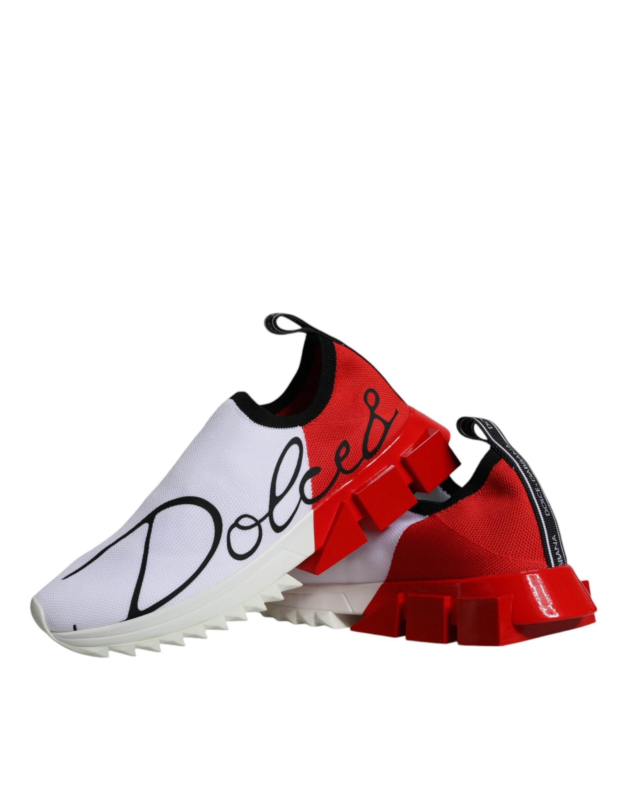 Dolce & Gabbana White Red Low Top Sorrento Men Sneakers Shoes - Hilstor