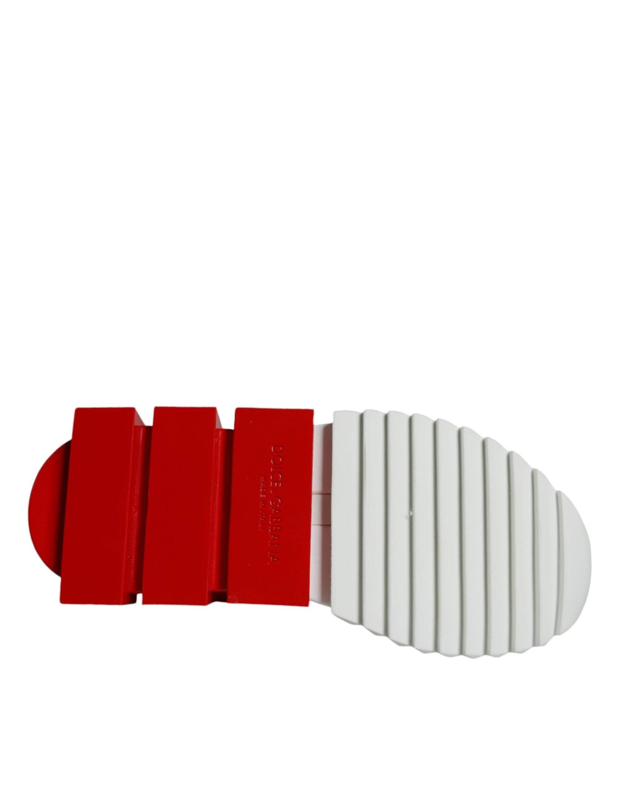 Dolce & Gabbana White Red Low Top Sorrento Men Sneakers Shoes - Hilstor