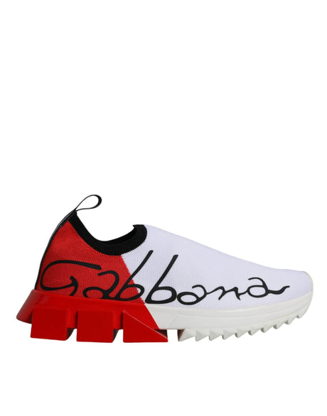 Dolce & Gabbana White Red Low Top Sorrento Men Sneakers Shoes - Hilstor
