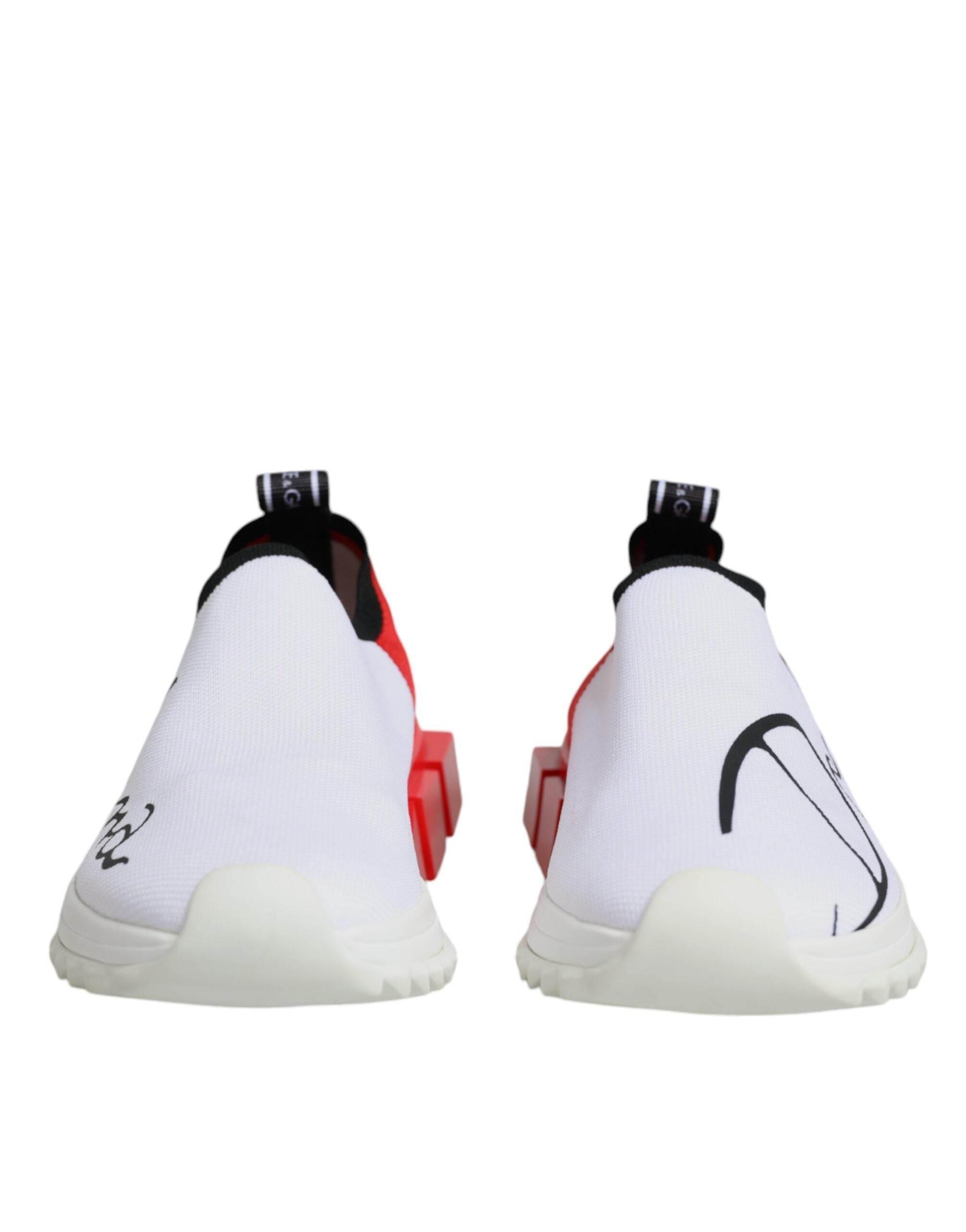 Dolce & Gabbana White Red Low Top Sorrento Men Sneakers Shoes - Hilstor
