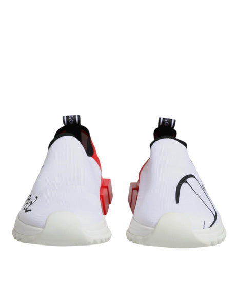 Dolce & Gabbana White Red Low Top Sorrento Men Sneakers Shoes - Hilstor