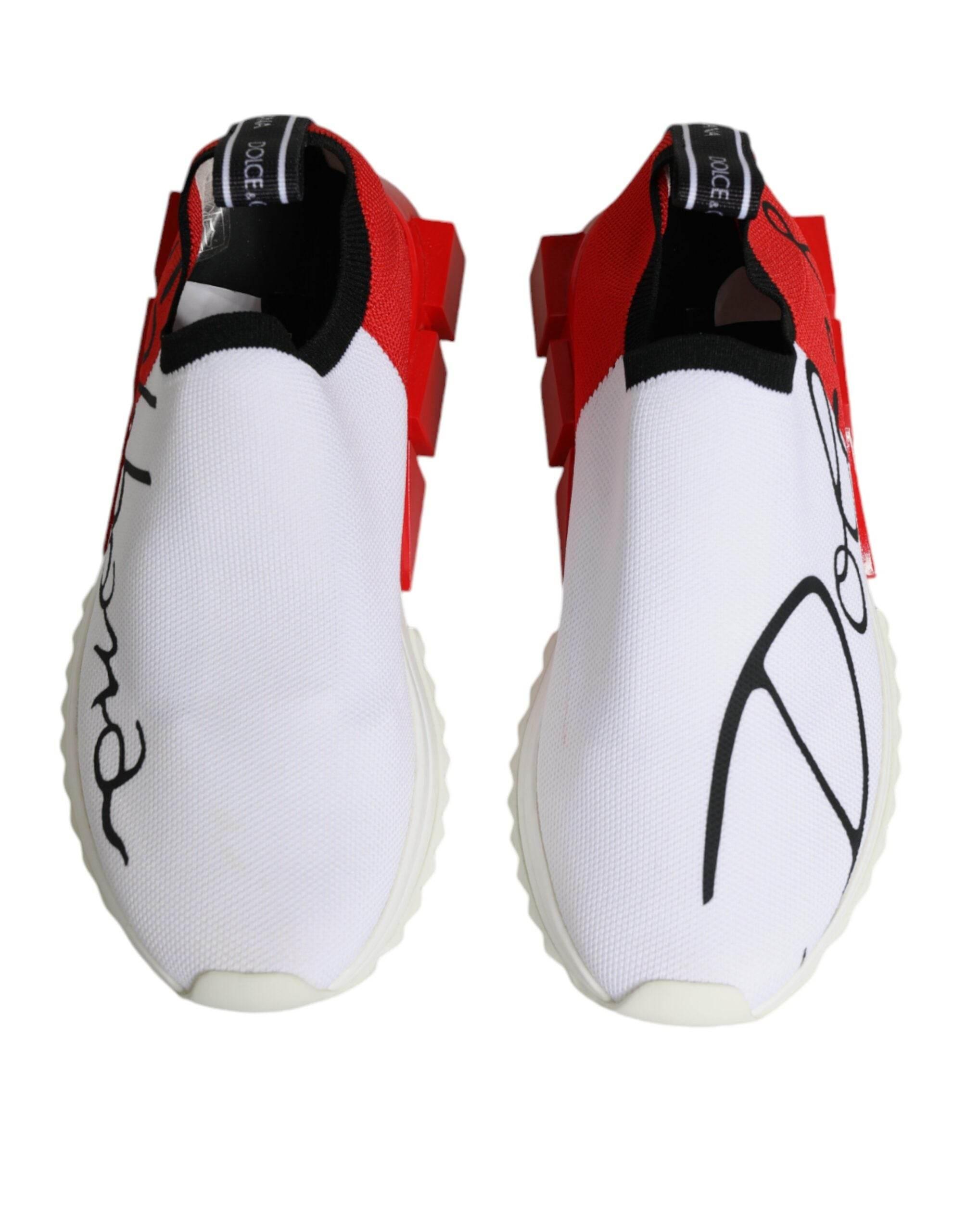 Dolce & Gabbana White Red Low Top Sorrento Men Sneakers Shoes - Hilstor
