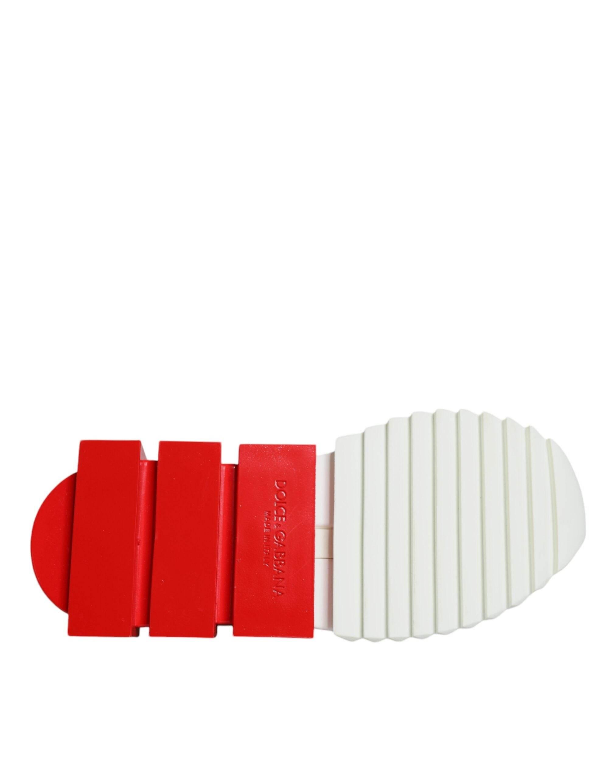 Dolce & Gabbana White Red Low Top Sorrento Men Sneakers Shoes - Hilstor