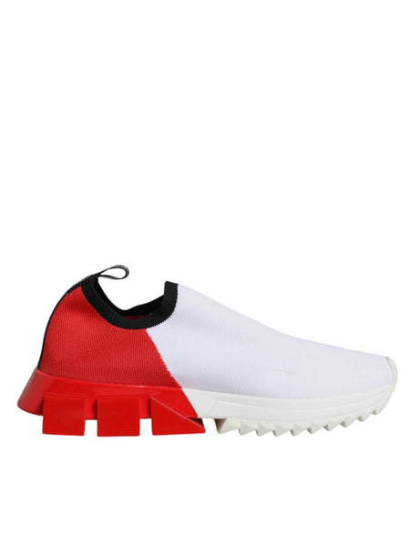 Dolce & Gabbana White Red Low Top Sorrento Men Sneakers Shoes - Hilstor