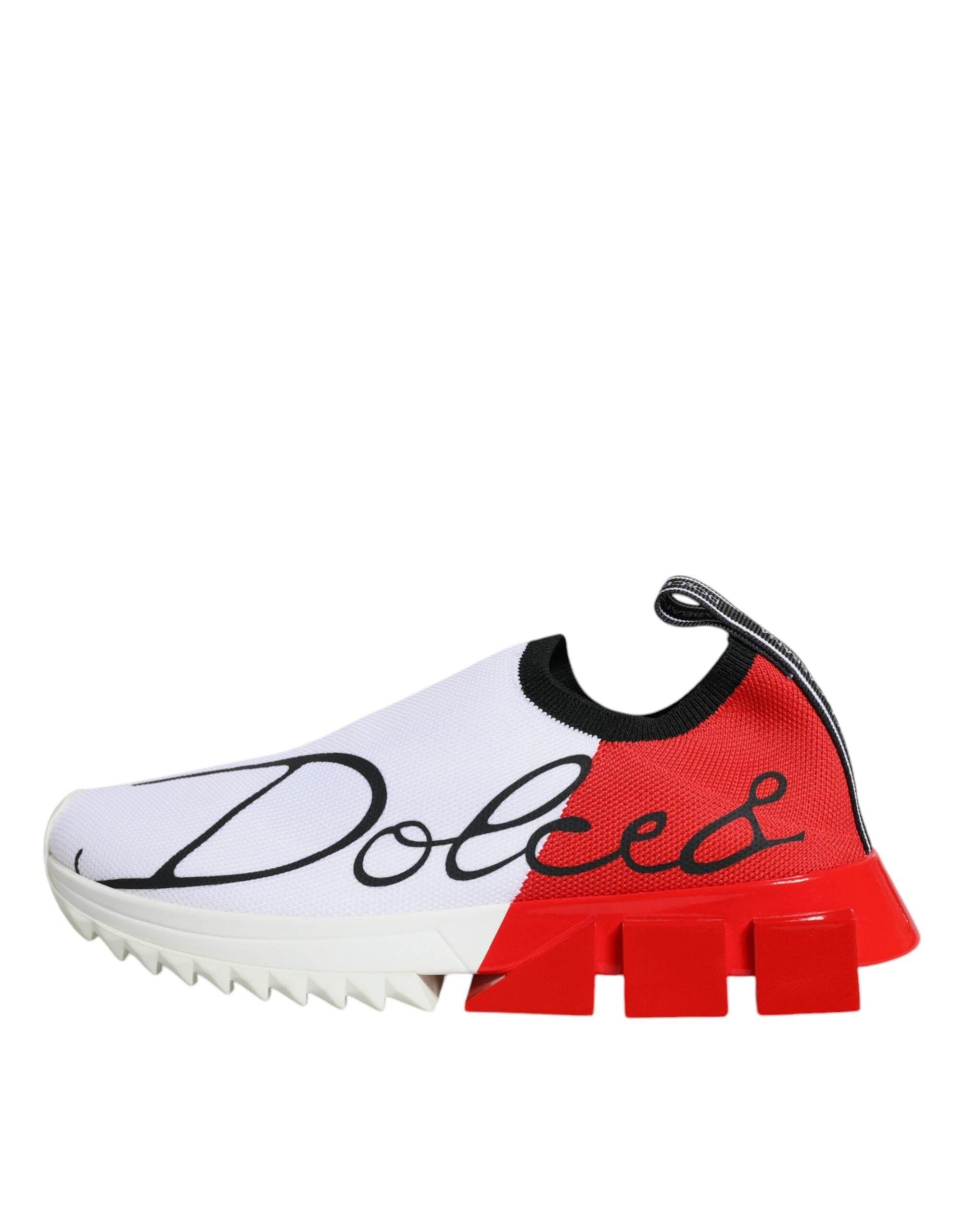 Dolce & Gabbana White Red Low Top Sorrento Men Sneakers Shoes - Hilstor