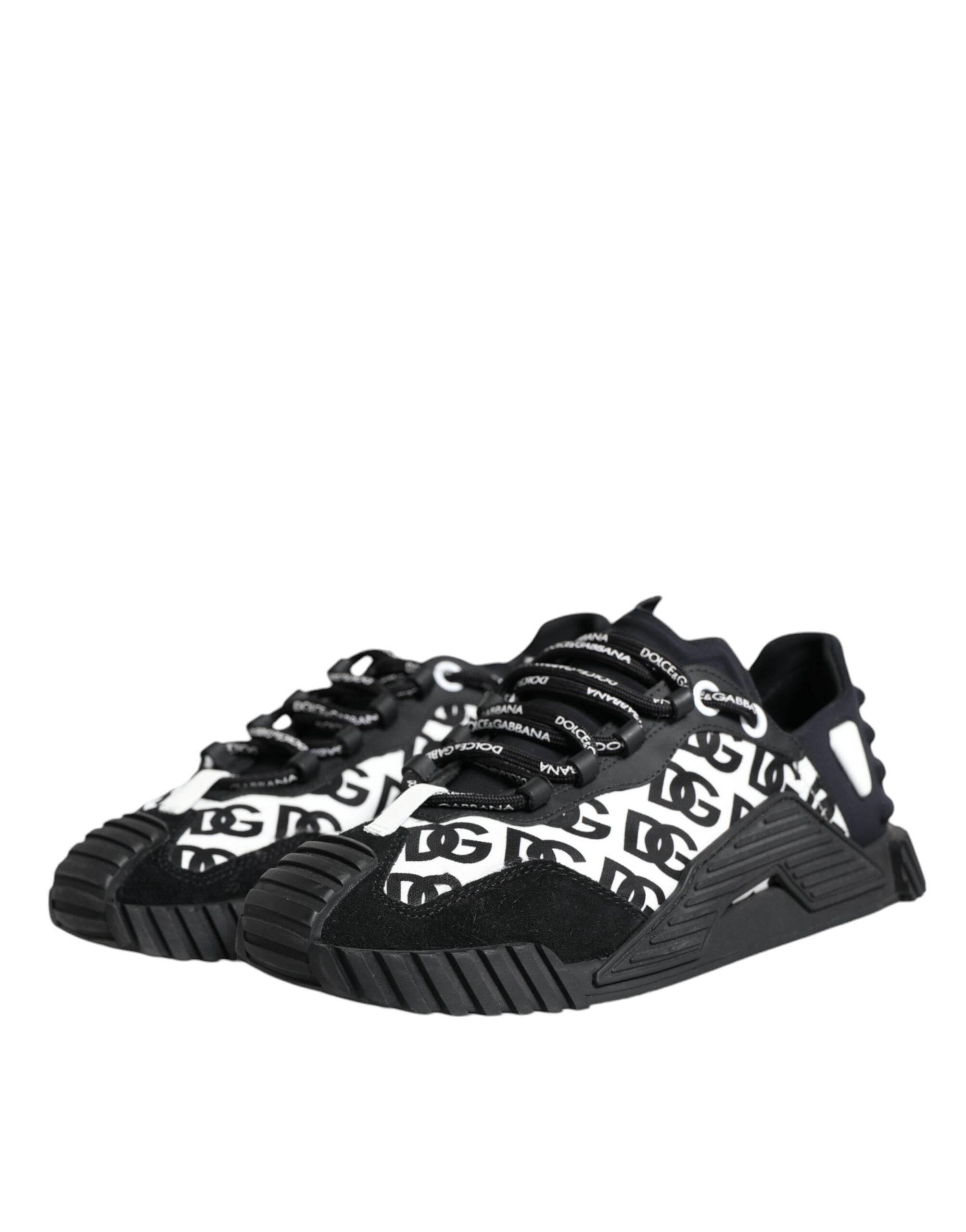 Dolce & Gabbana Black Logo Lace Up Low Top NS1 Sneakers Shoes - Hilstor