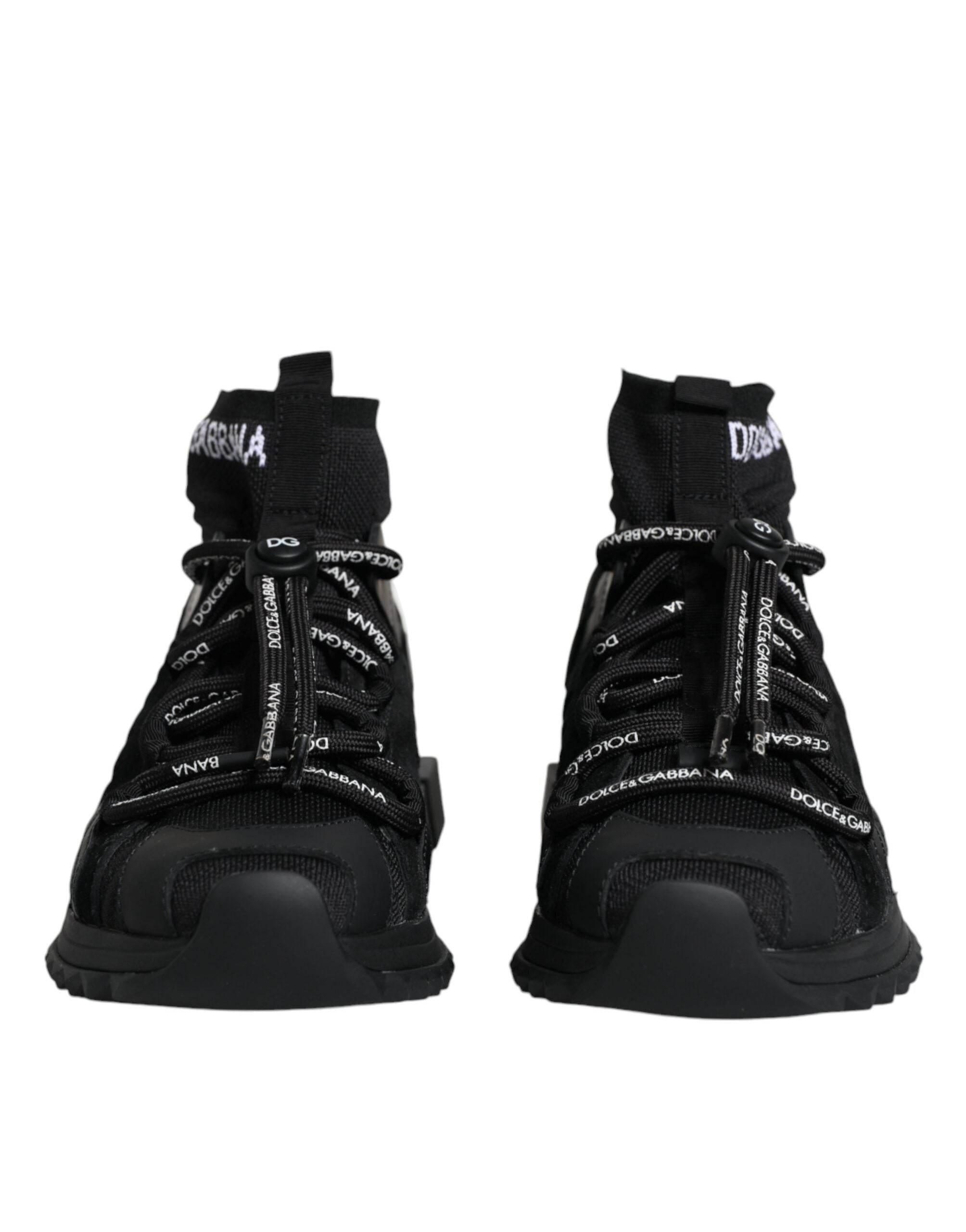 Dolce & Gabbana Black Sorrento Socks Logo Sneakers Shoes - Hilstor