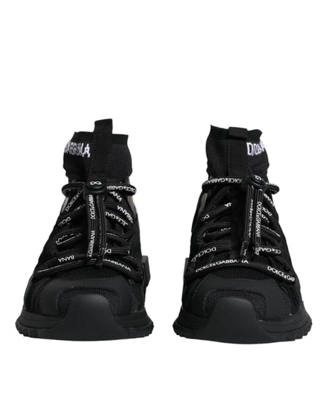 Dolce & Gabbana Black Sorrento Socks Logo Sneakers Shoes - Hilstor