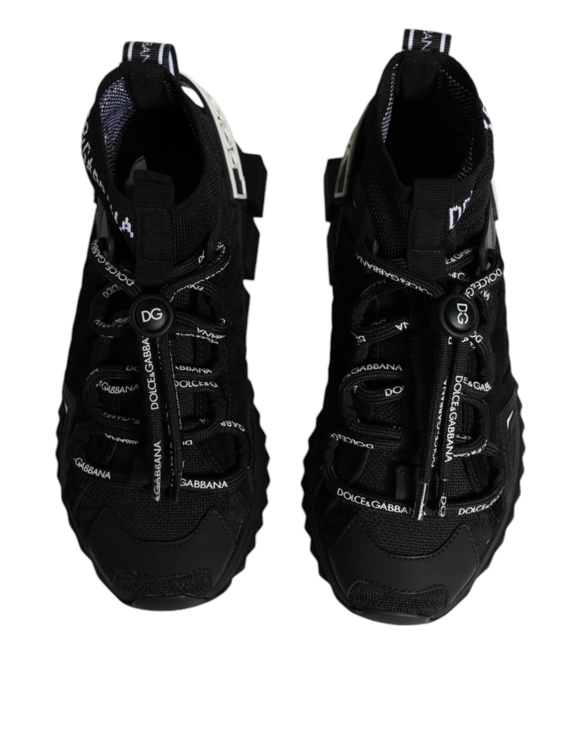 Dolce & Gabbana Black Sorrento Socks Logo Sneakers Shoes - Hilstor