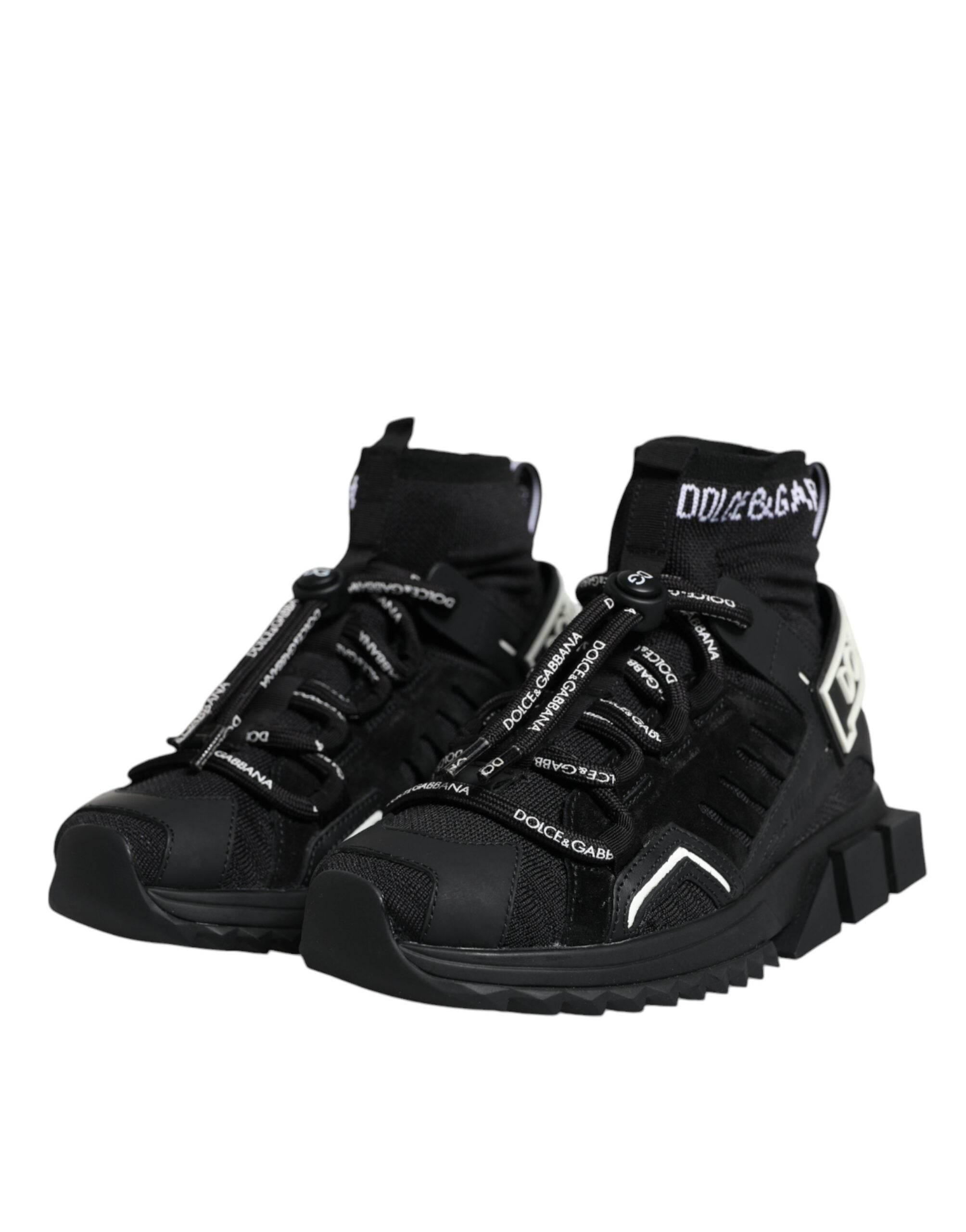 Dolce & Gabbana Black Sorrento Socks Logo Sneakers Shoes - Hilstor