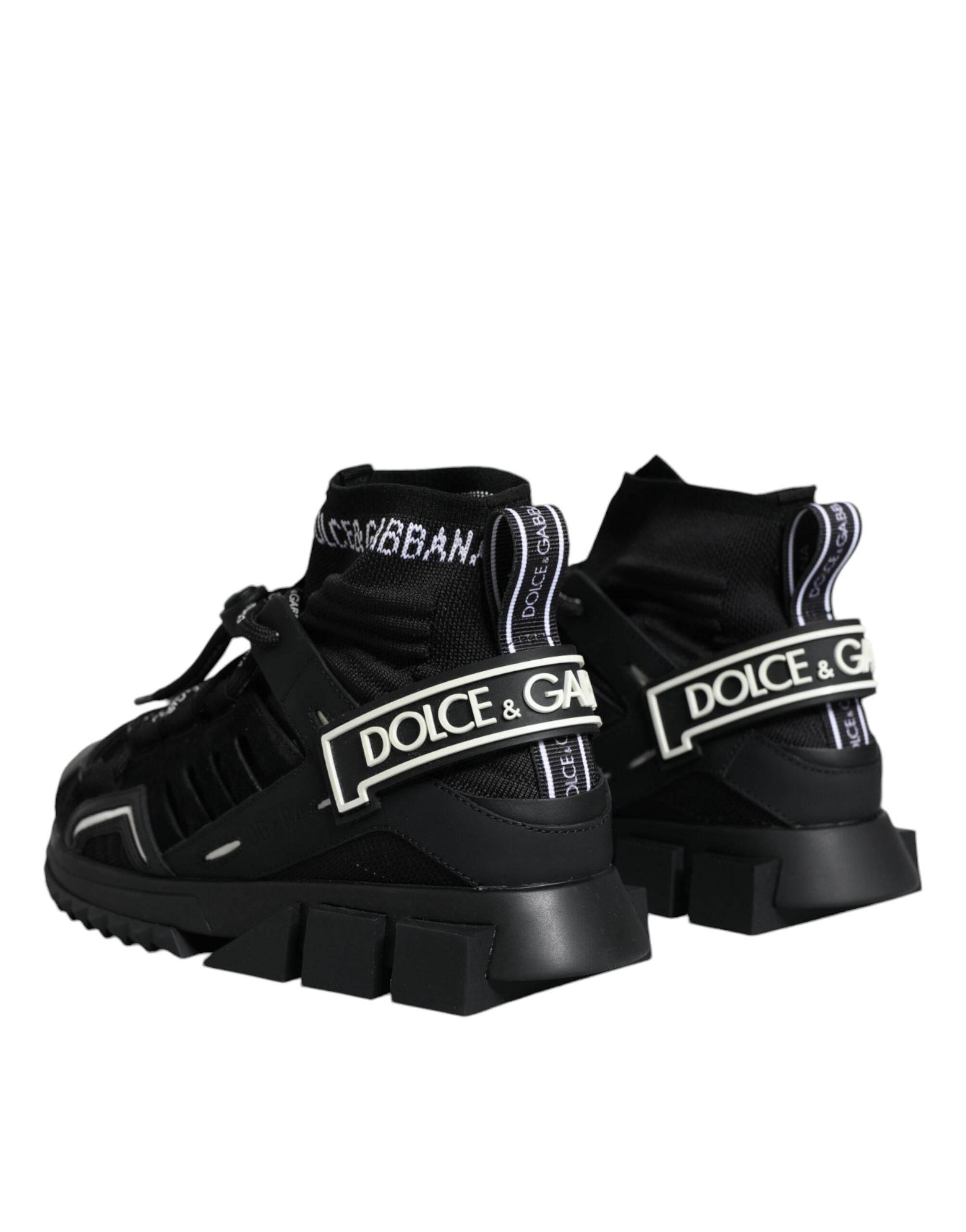 Dolce & Gabbana Black Sorrento Socks Logo Sneakers Shoes - Hilstor