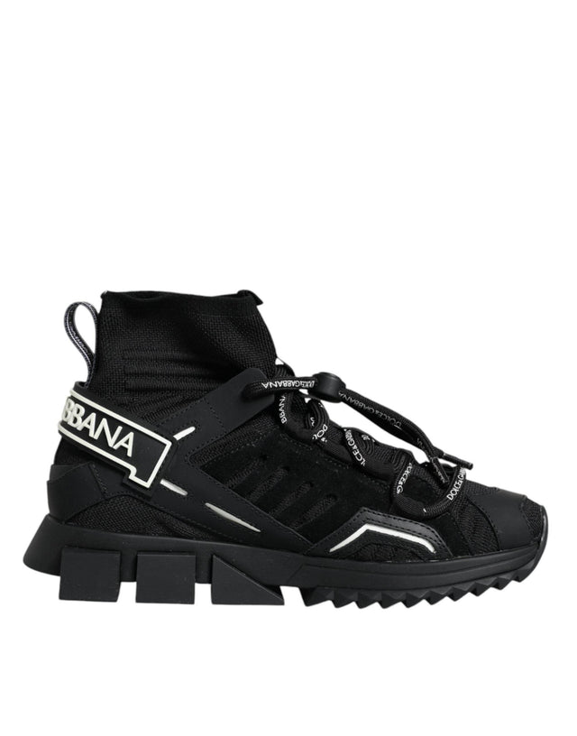 Dolce & Gabbana Black Sorrento Socks Logo Sneakers Shoes - Hilstor
