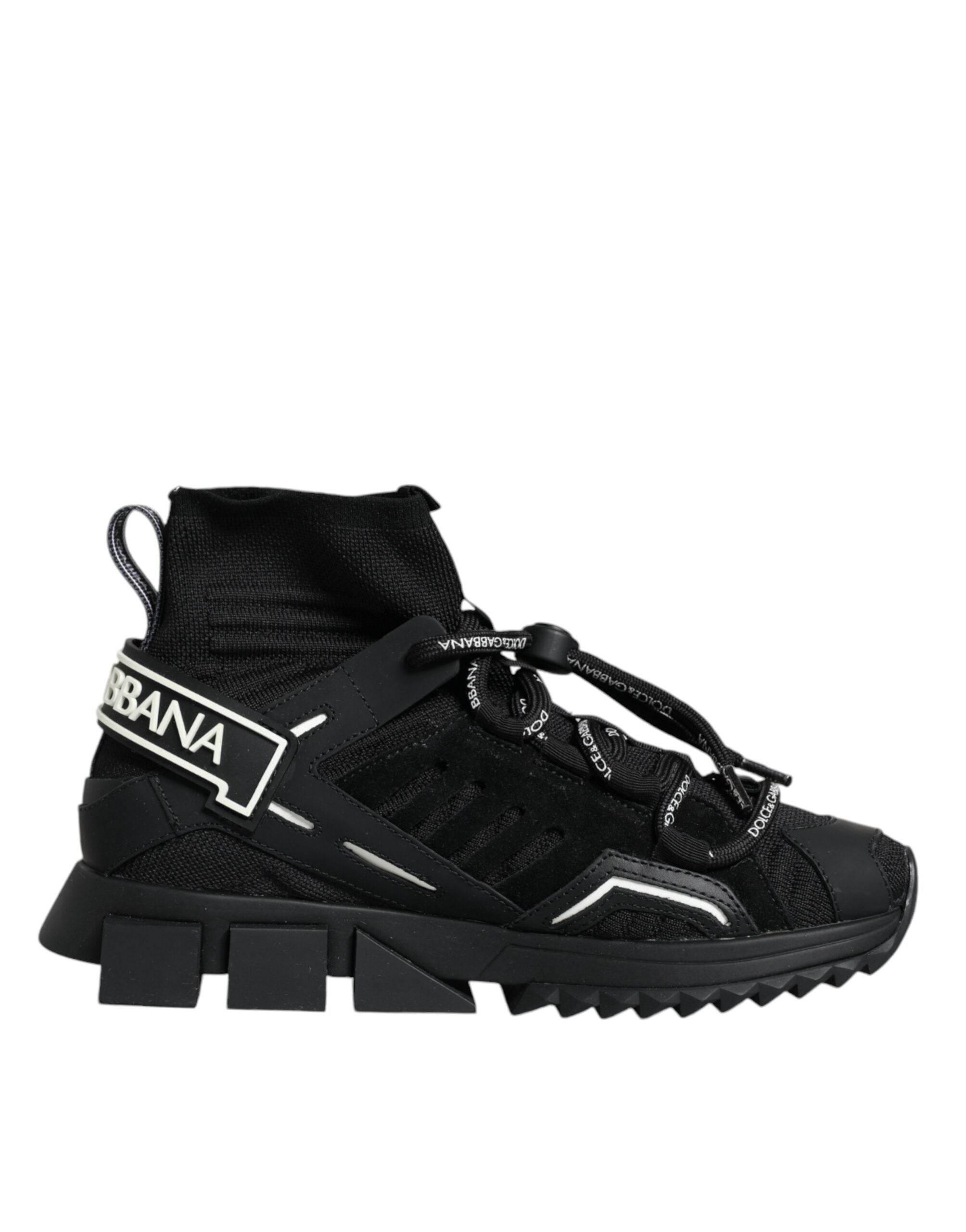 Dolce & Gabbana Black Sorrento Socks Logo Sneakers Shoes - Hilstor