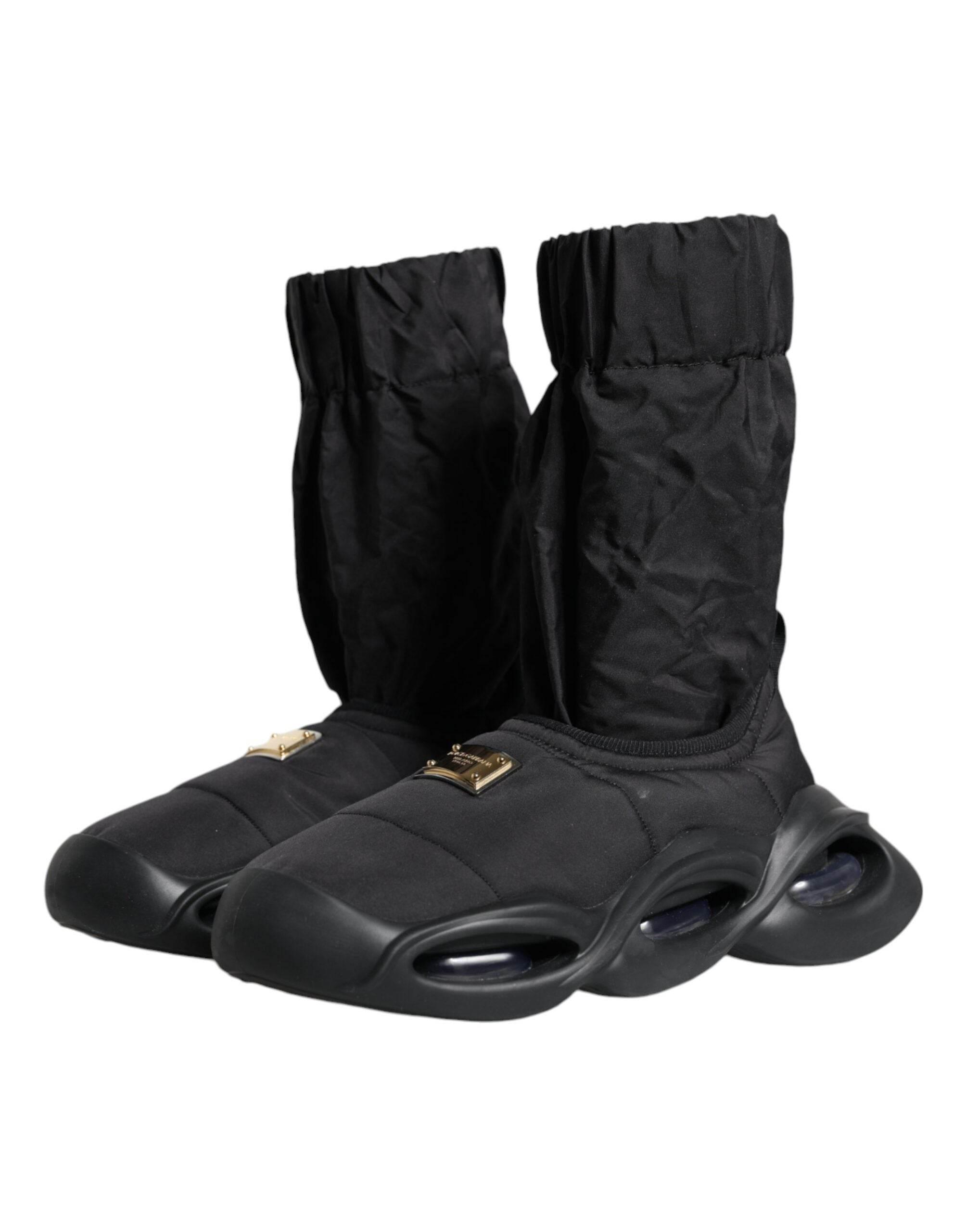 Dolce & Gabbana Black Slip On Wave Socks Sneakers Shoes - Hilstor