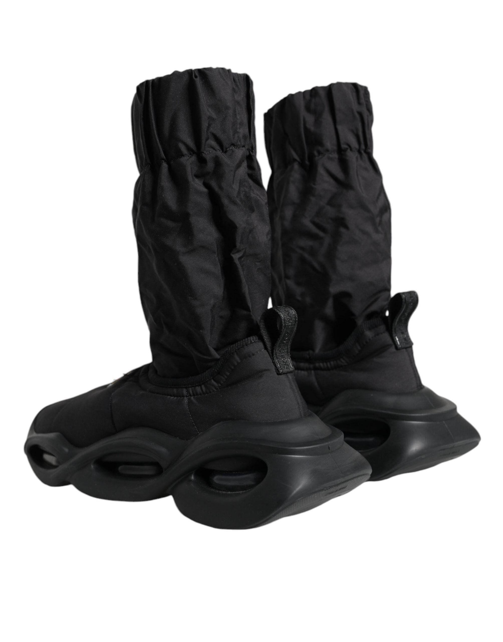 Dolce & Gabbana Black Slip On Wave Socks Sneakers Shoes - Hilstor