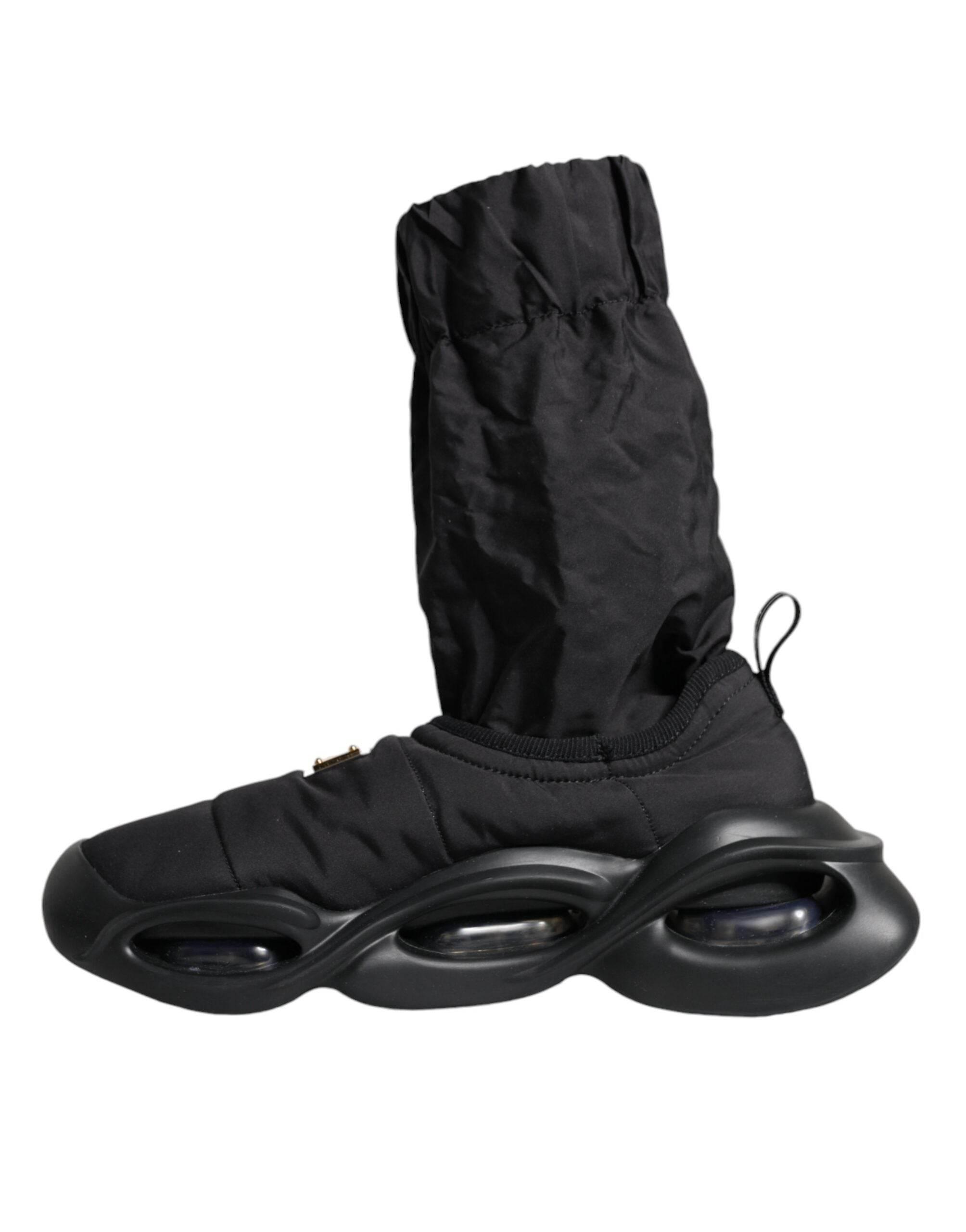 Dolce & Gabbana Black Slip On Wave Socks Sneakers Shoes - Hilstor
