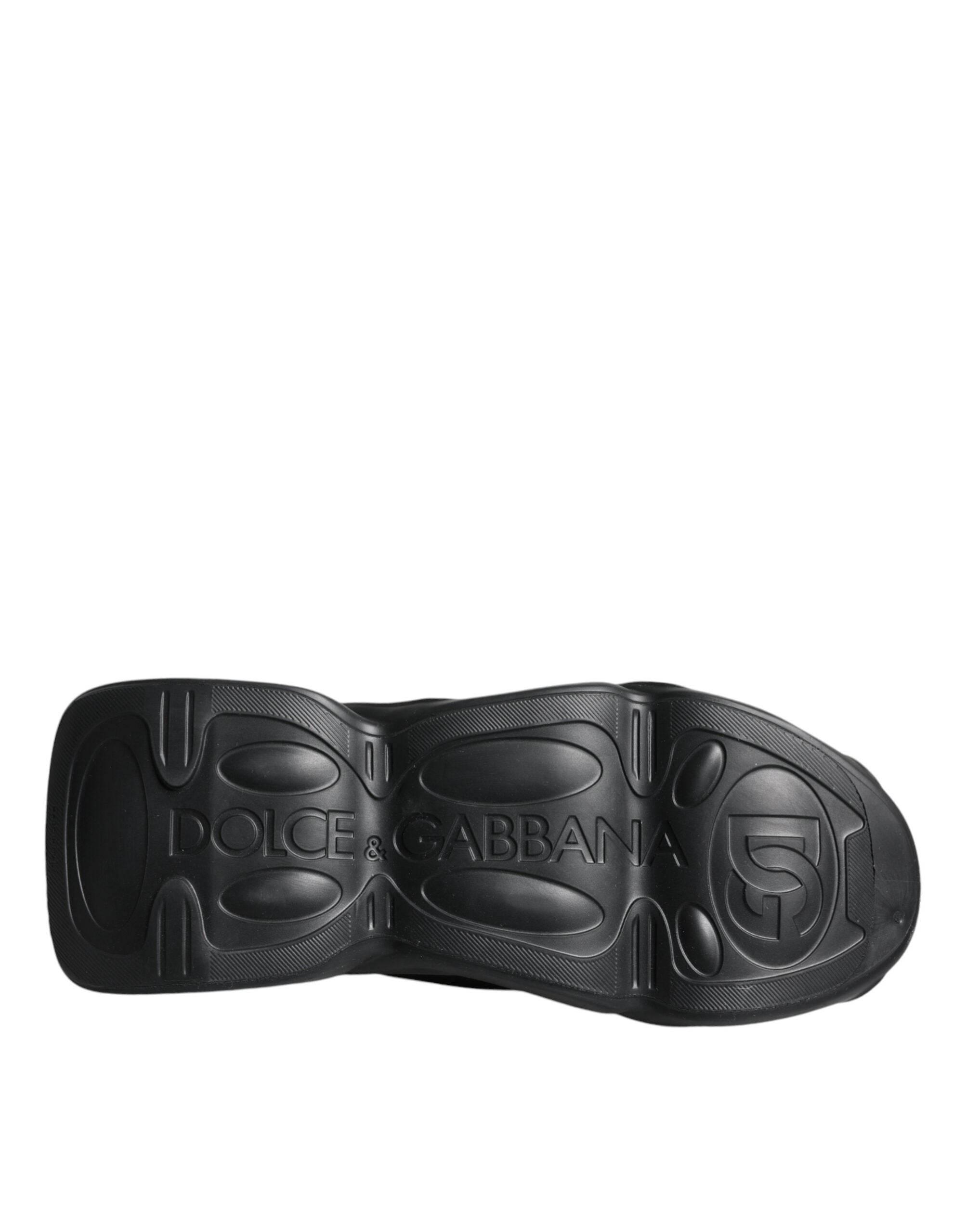 Dolce & Gabbana Black Slip On Wave Socks Sneakers Shoes - Hilstor