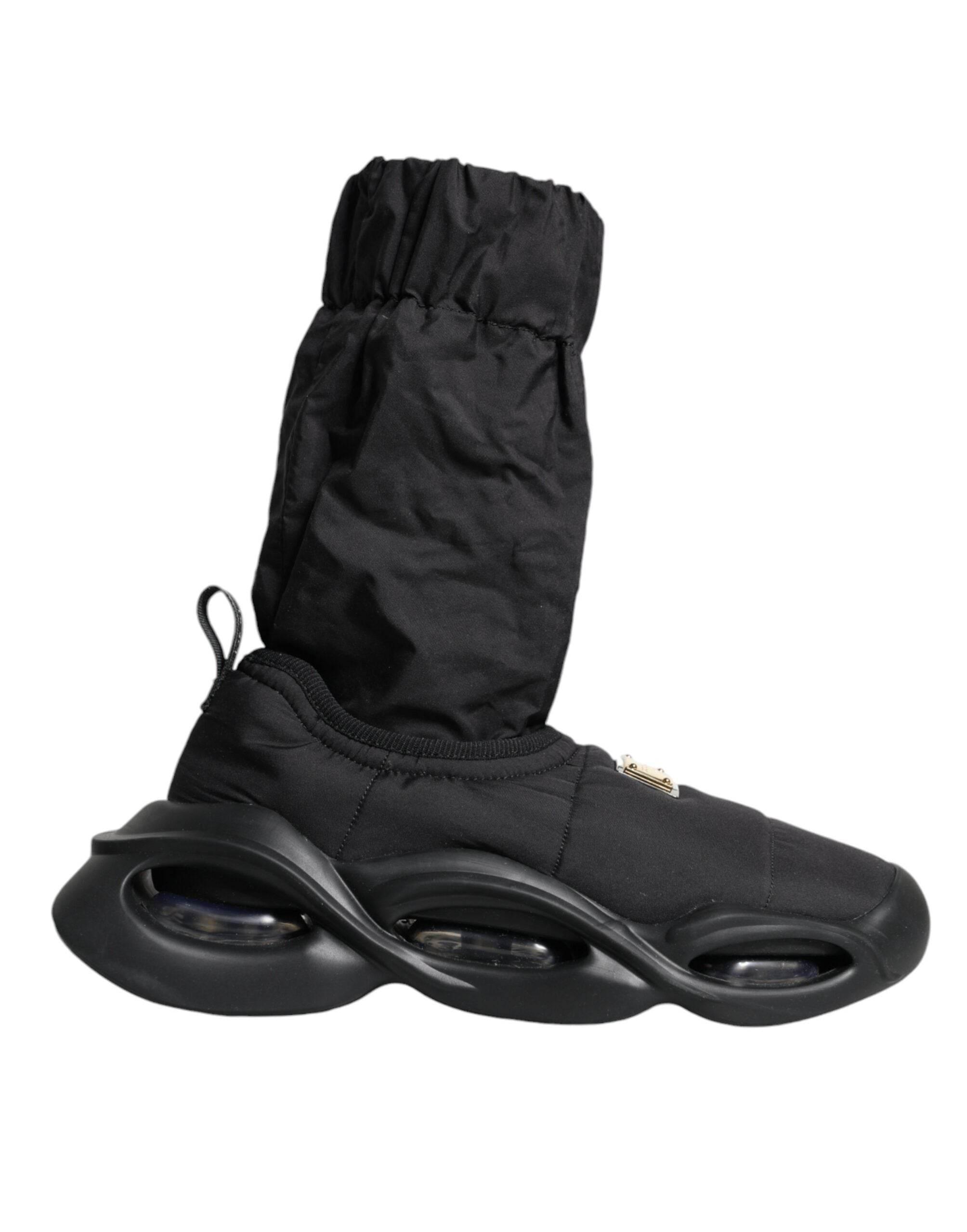 Dolce & Gabbana Black Slip On Wave Socks Sneakers Shoes - Hilstor