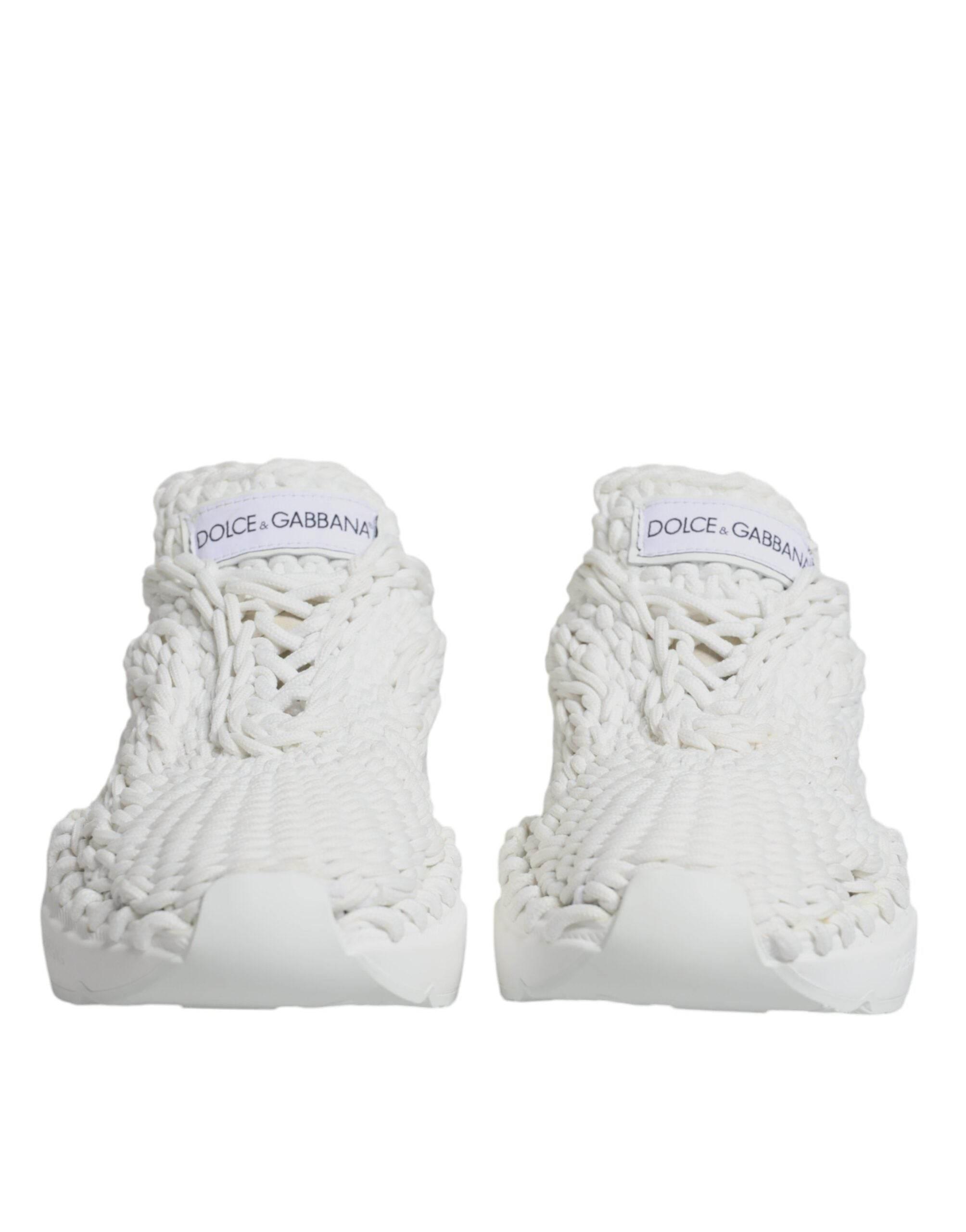 Dolce & Gabbana White Knitted Daymaster Sneakers Shoes - Hilstor