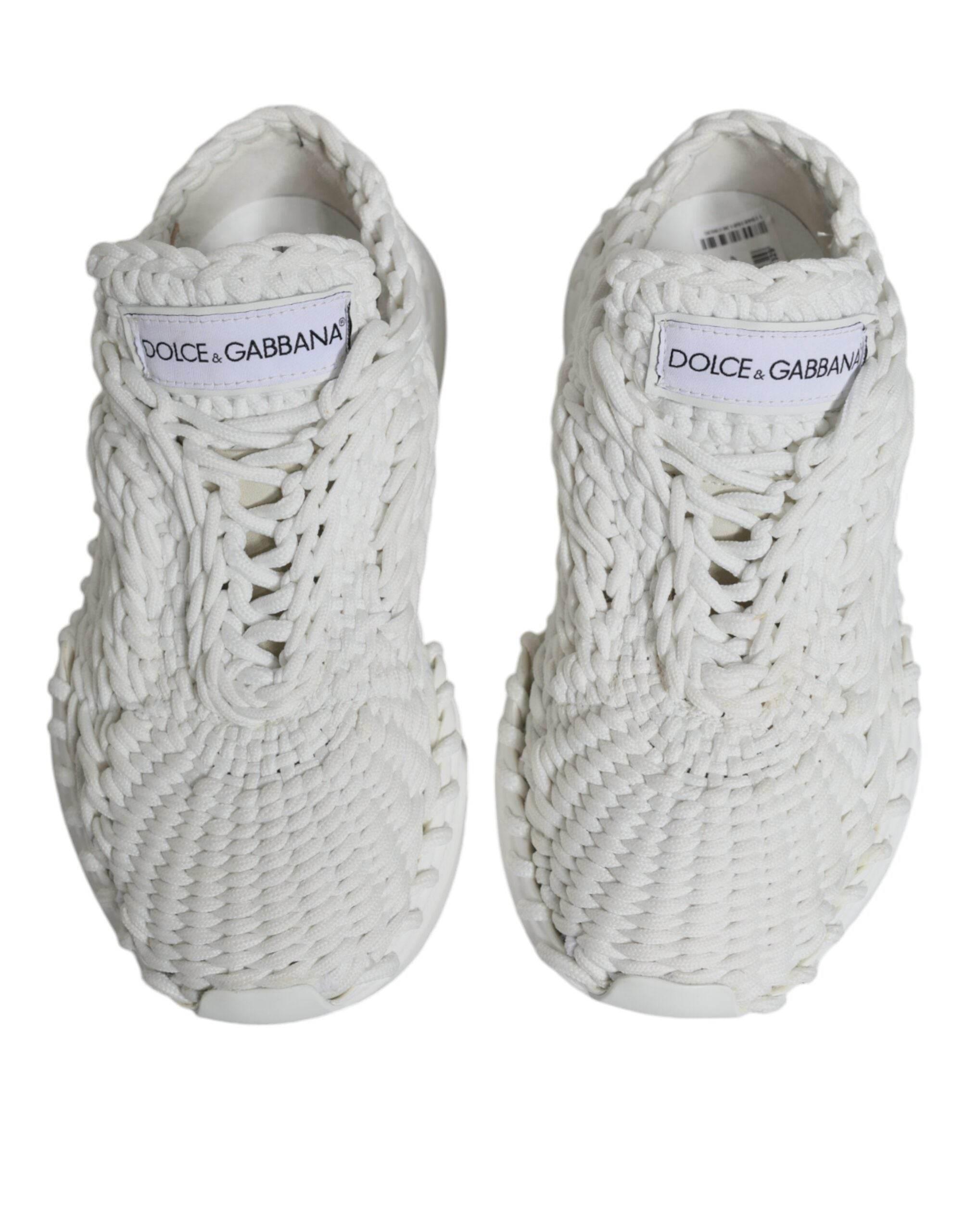 Dolce & Gabbana White Knitted Daymaster Sneakers Shoes - Hilstor