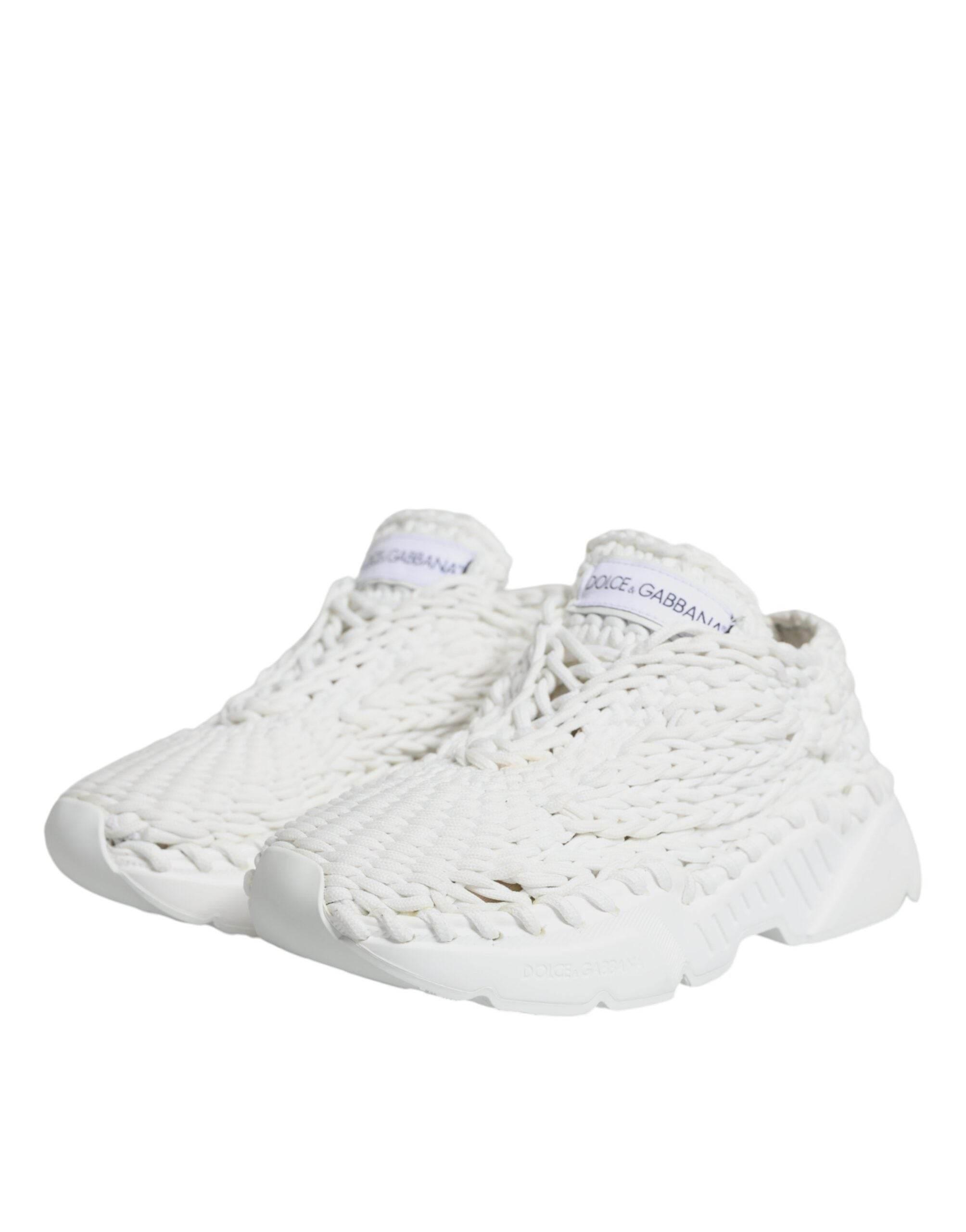 Dolce & Gabbana White Knitted Daymaster Sneakers Shoes - Hilstor
