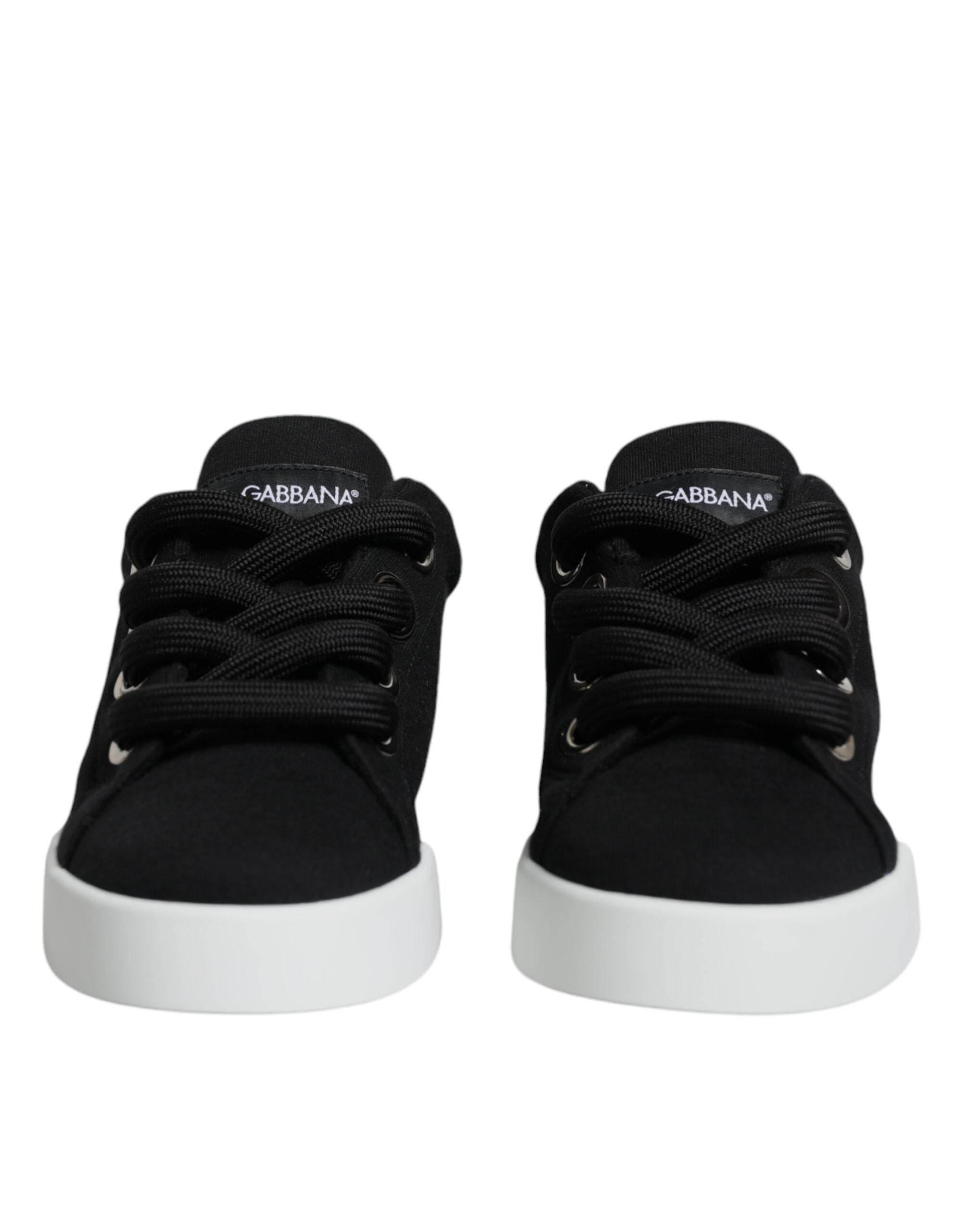 Dolce & Gabbana Black White Portofino Low Top Sneakers Shoes - Hilstor