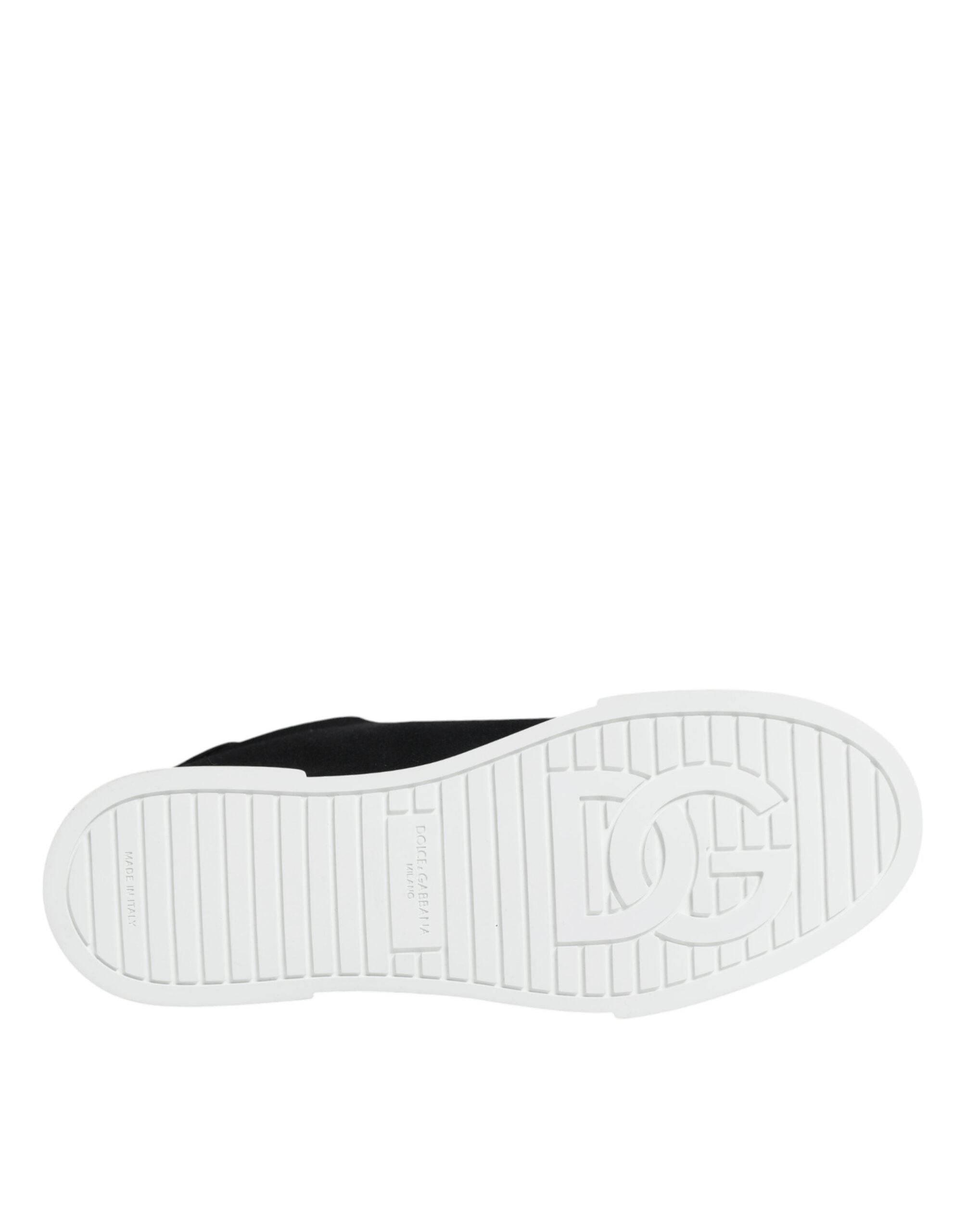 Dolce & Gabbana Black White Portofino Low Top Sneakers Shoes - Hilstor