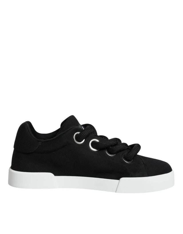Dolce & Gabbana Black White Portofino Low Top Sneakers Shoes - Hilstor