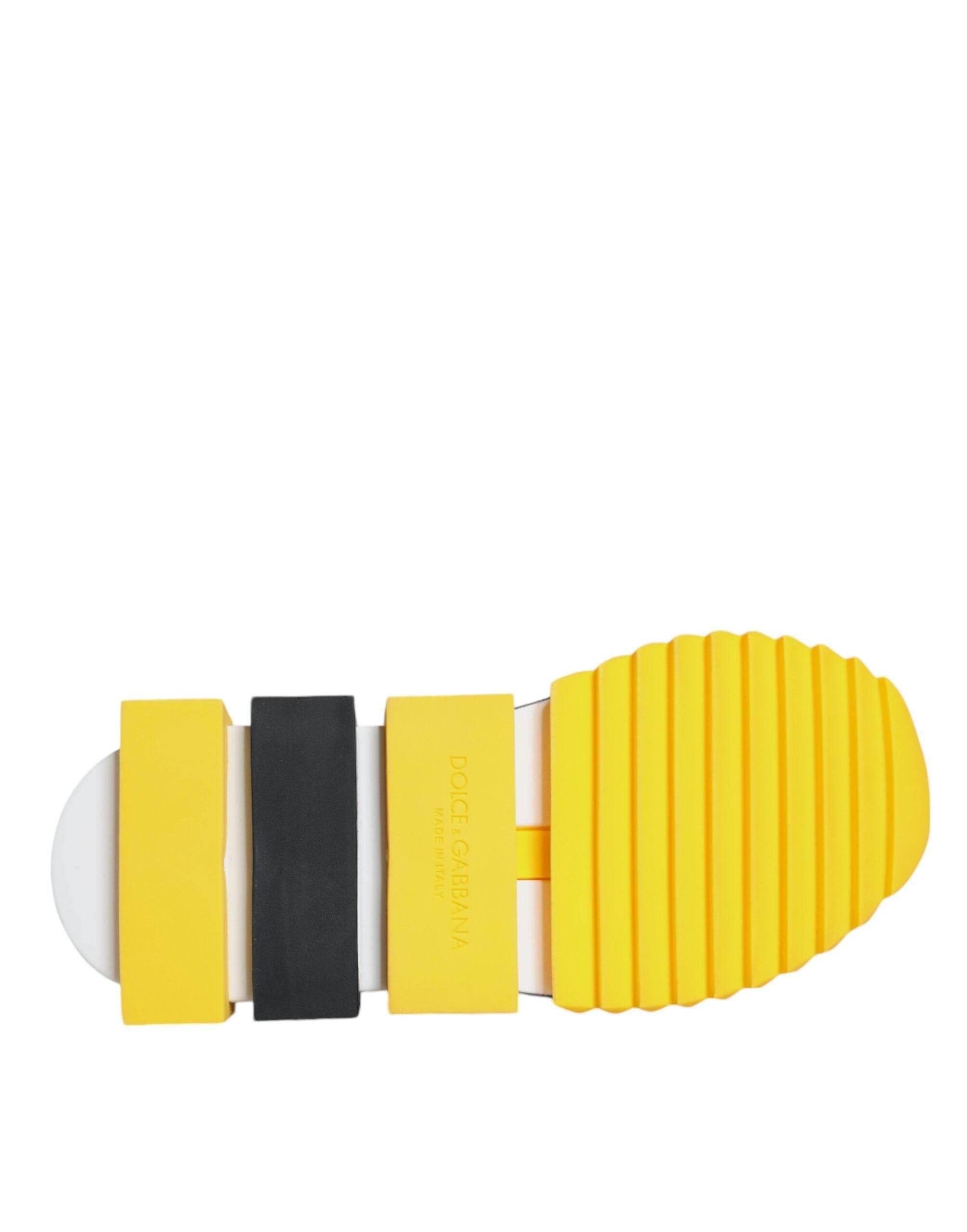 Dolce & Gabbana Yellow Sorrento Crystals Low Top Sneakers Shoes - Hilstor