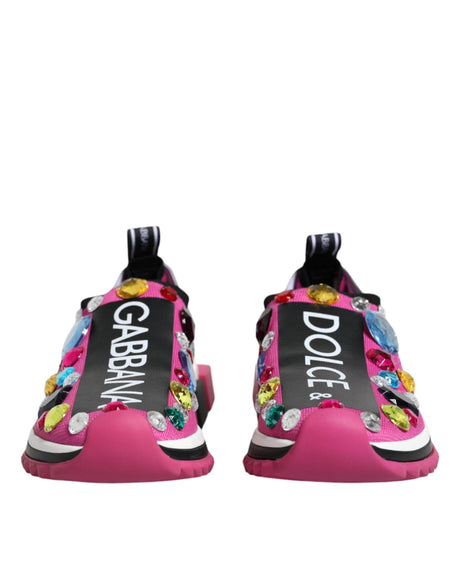 Dolce & Gabbana Pink Sorrento Crystals Low Top Sneakers Shoes - Hilstor