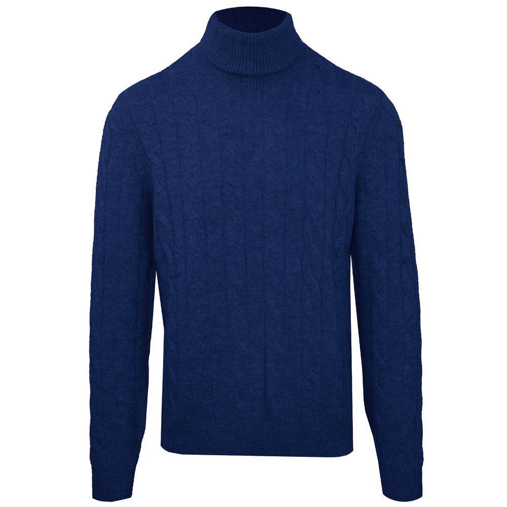 Malo Blue Wool Men Sweater Turtleneck - Hilstor