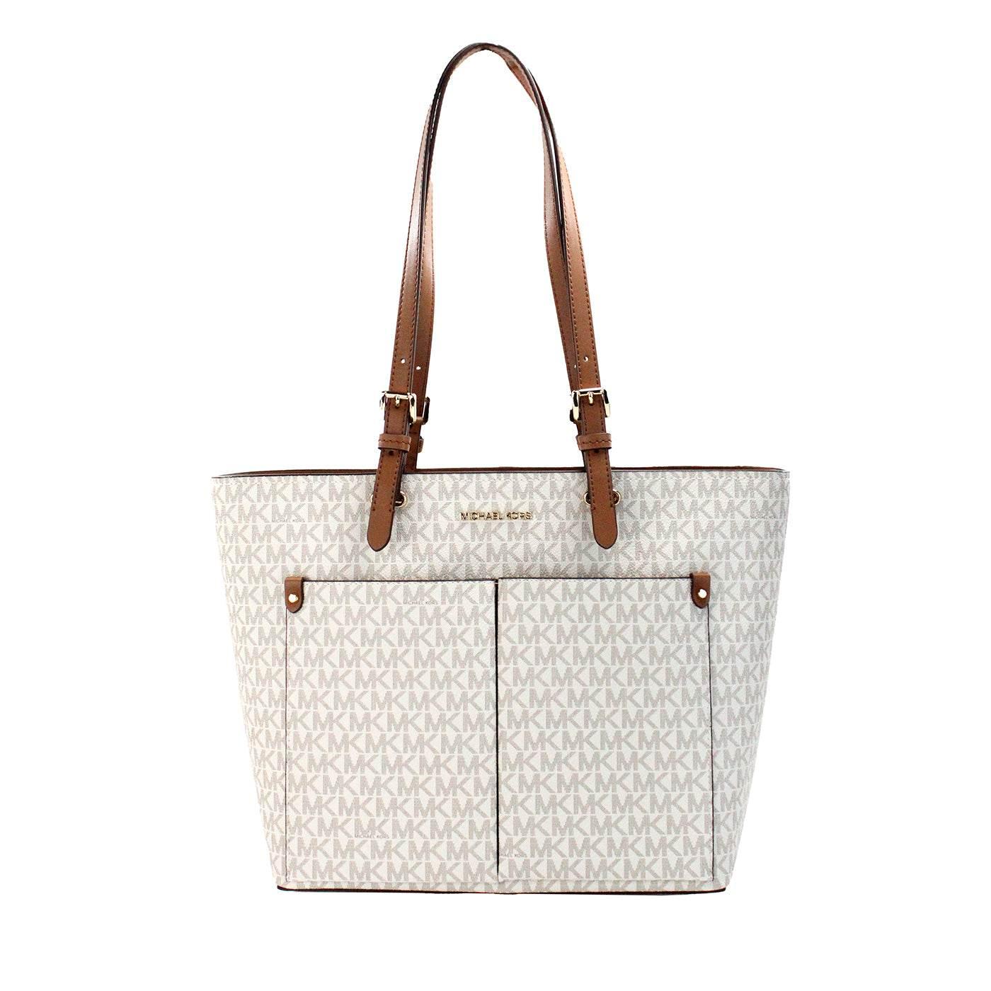 Michael Kors Jet Set Medium Vanilla Double Pocket Tote Bag - Hilstor