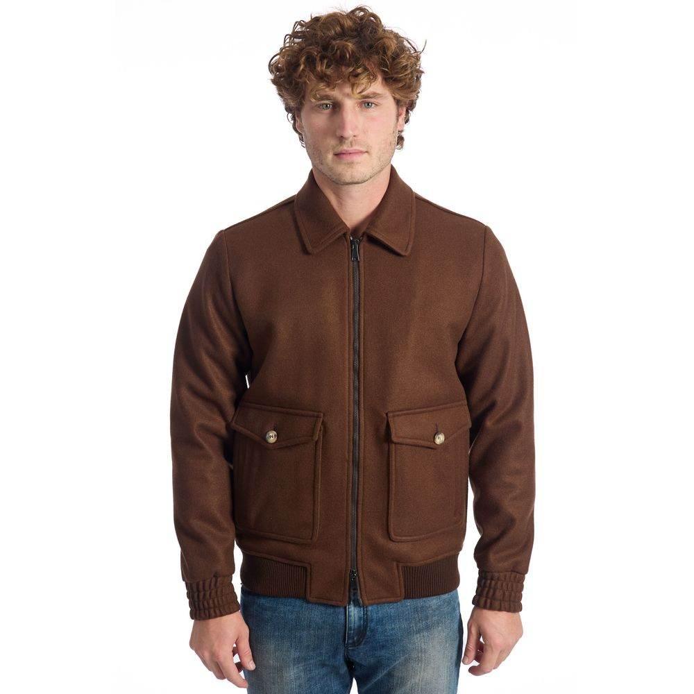 Roberto Pepe Luxury Brown Wool Men Jacket - Hilstor