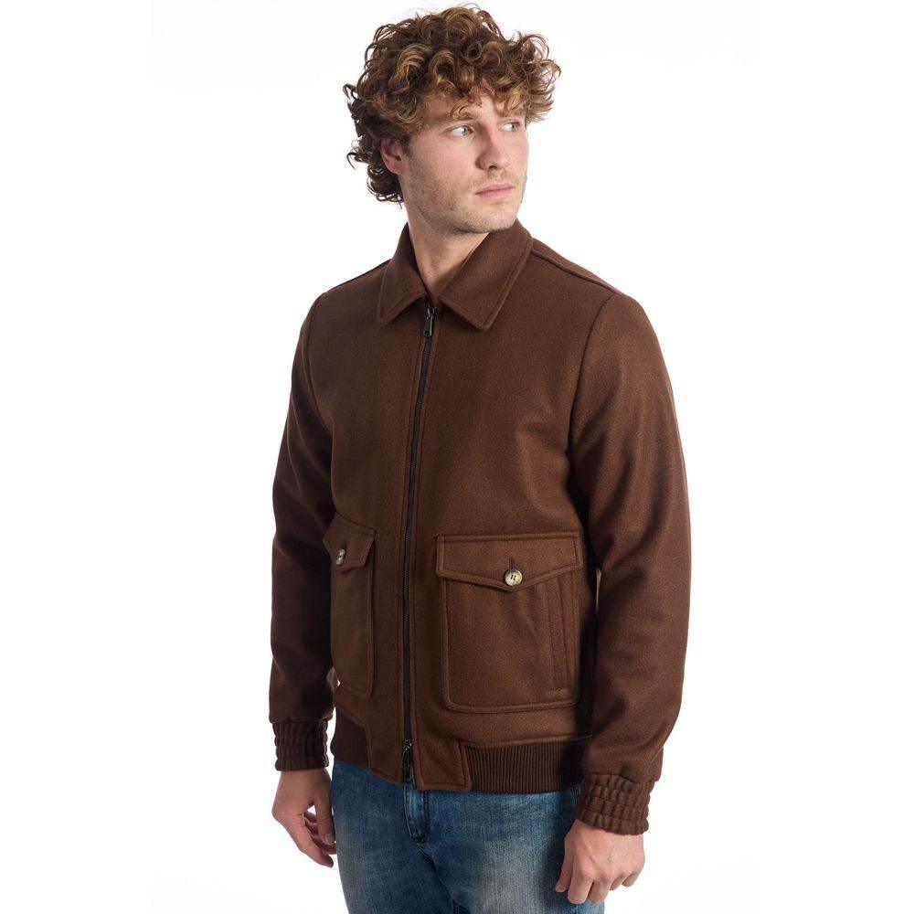 Roberto Pepe Luxury Brown Wool Men Jacket - Hilstor