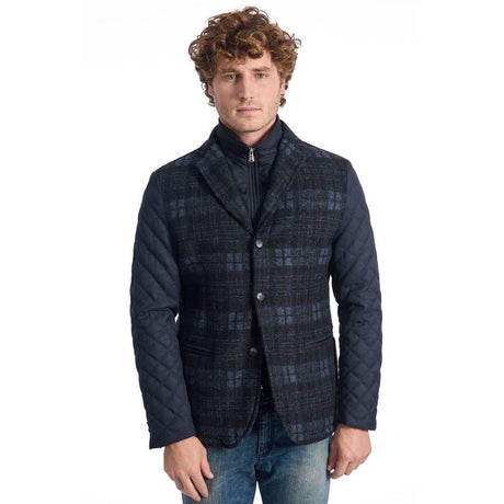 Roberto Pepe Luxury Blue Wool Men's Jacket - Hilstor