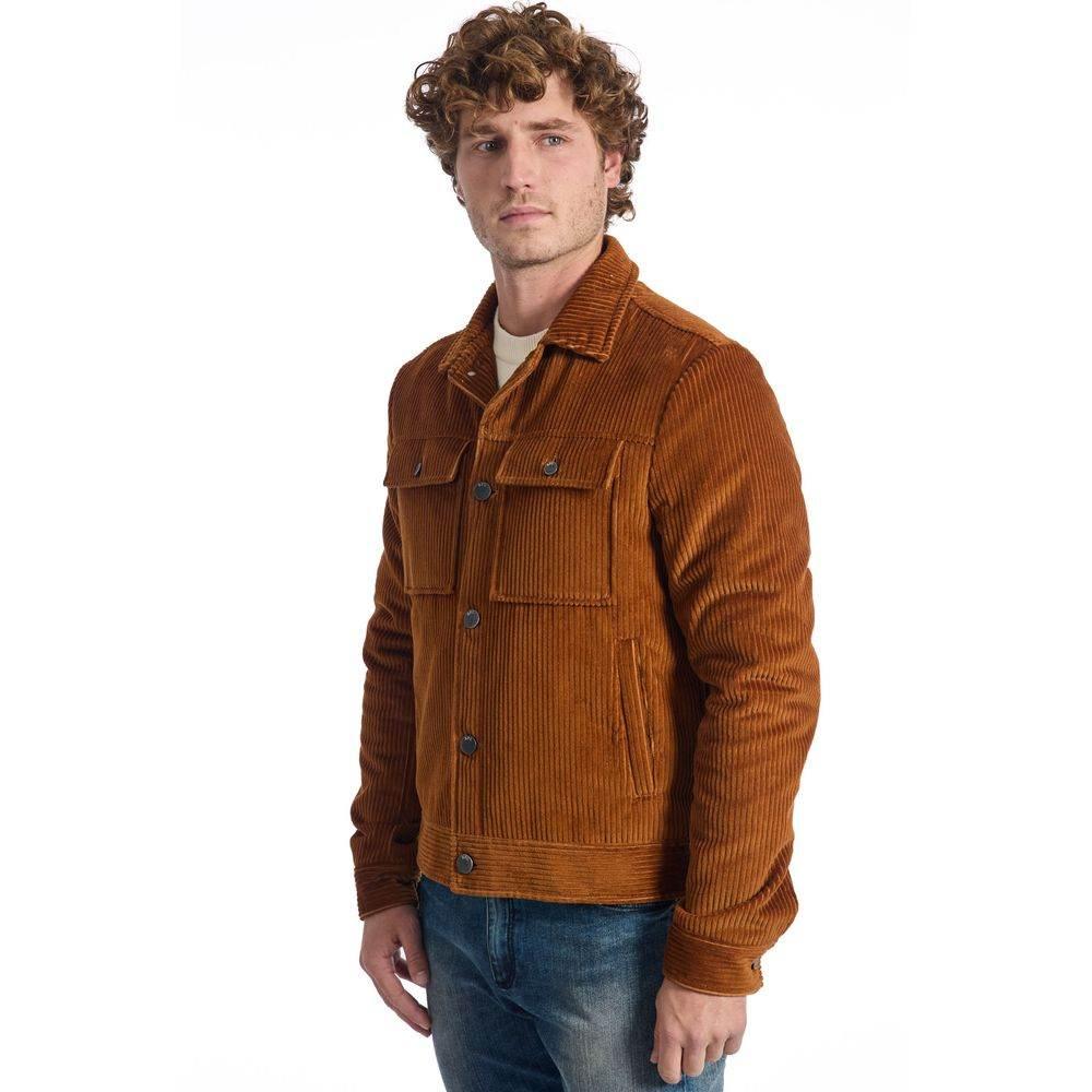 Roberto Pepe Luxury Brown Cotton Men Jacket - Hilstor