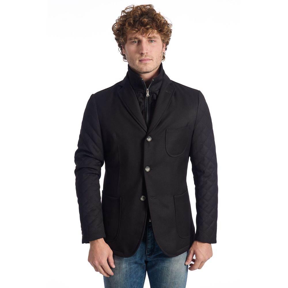 Roberto Pepe Luxury Black Wool Men Jacket - Hilstor