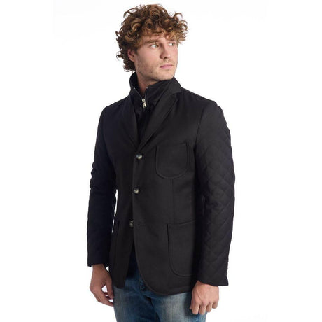 Roberto Pepe Luxury Black Wool Men Jacket - Hilstor