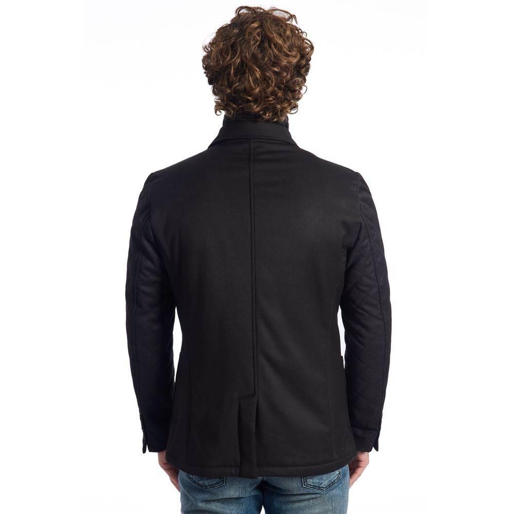 Roberto Pepe Luxury Black Wool Men Jacket - Hilstor