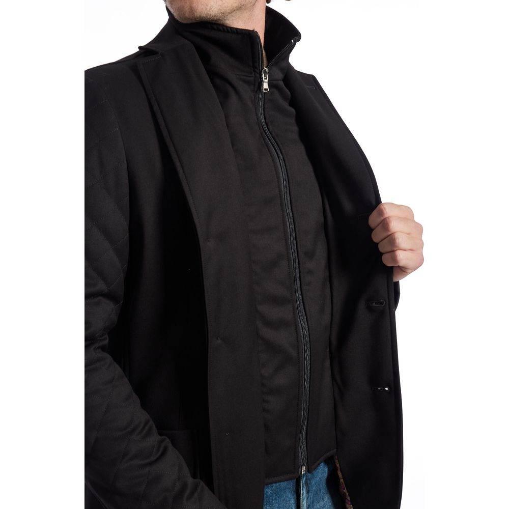 Roberto Pepe Luxury Black Wool Men Jacket - Hilstor