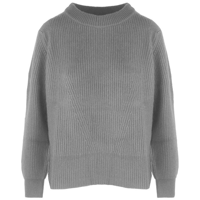Malo Gray Cashmere Women Sweater with Ribbed Embroidery - Hilstor