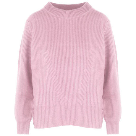 Malo Pink Cashmere Women Sweater with Ribbed Embroidery - Hilstor